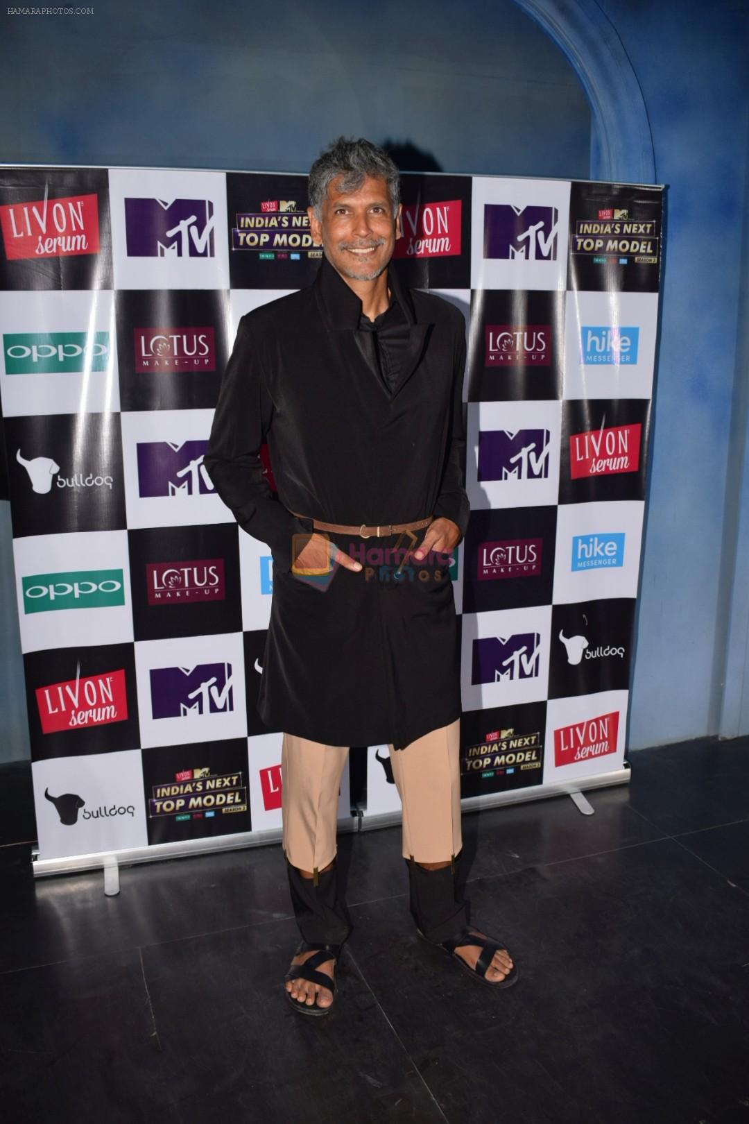 Milind Soman On The Sets Of India's Next Top Model Season 3 on 10th Oct 2017