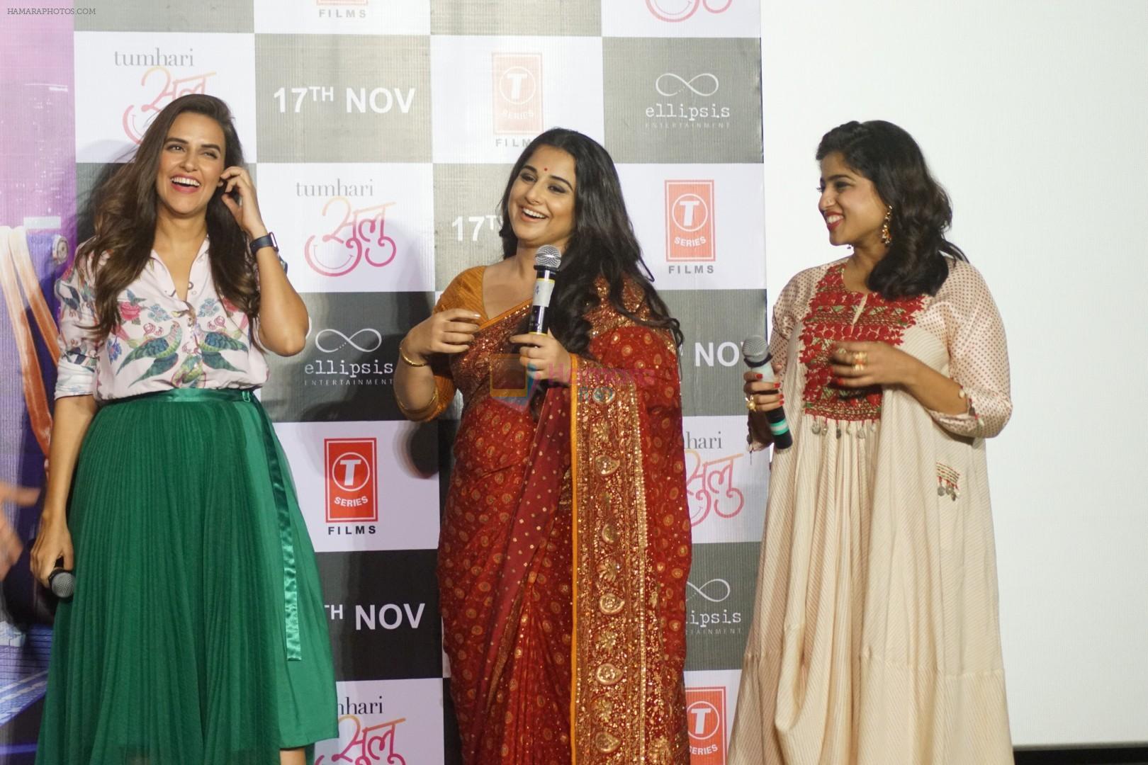 Vidya Balan, Neha Dhupia, RJ Malishka at the Trailer Launch Of Film Tumhari Sulu on 14th Oct 2017