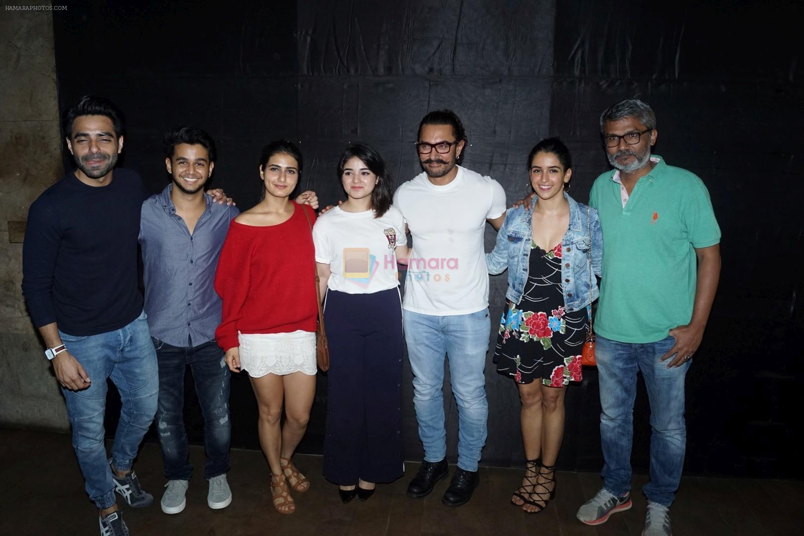 Aparshakti Khurana, Fatima Sana Shaikh, Zaira Wasim, Aamir Khan, Sanya Malhotra, Nitesh Tiwari at the Special Screening Of Film Secret Superstar on 16th Oct 2017