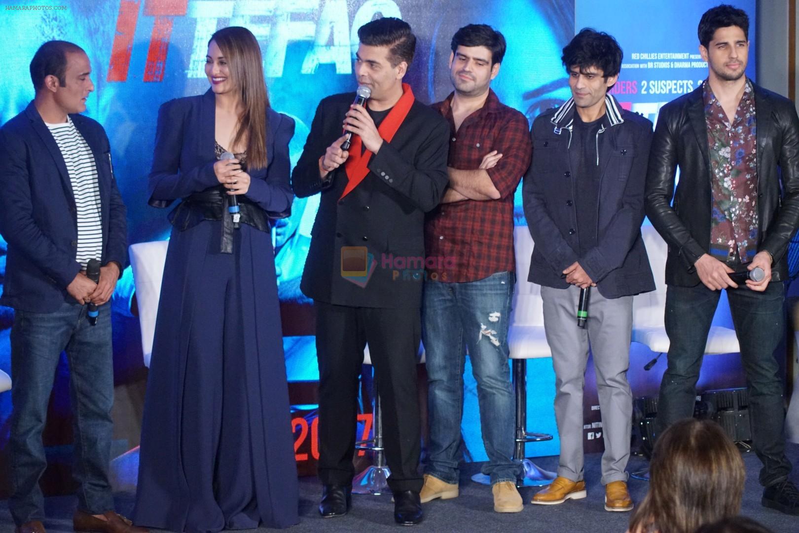 Sidharth Malhotra, Sonakshi Sinha, Karan Johar, Akshaye Khanna at the launch of film Ittefaq on 30th Oct 2017