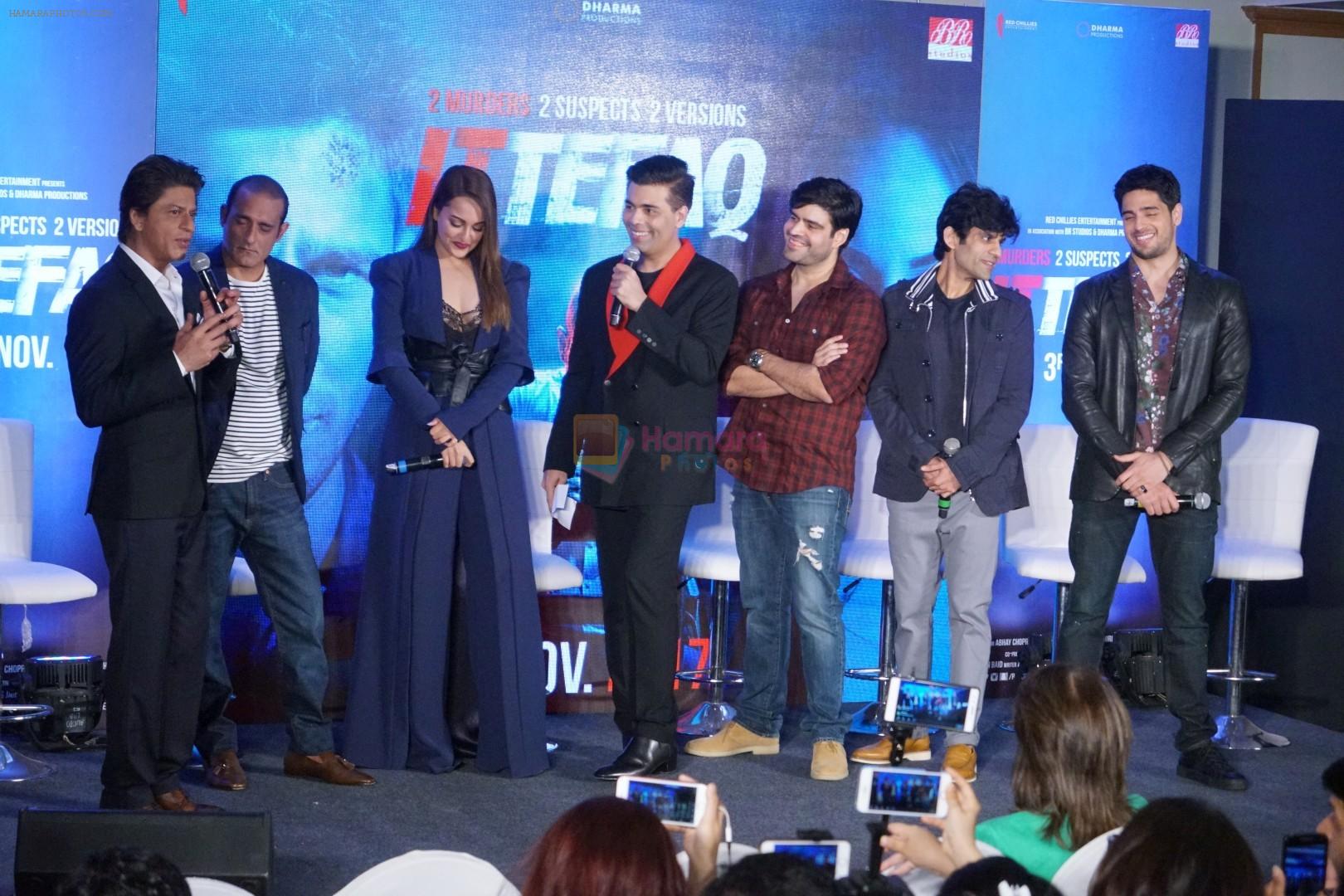 Shah Rukh Khan, Sidharth Malhotra, Sonakshi Sinha, Karan Johar, Akshaye Khanna at the launch of film Ittefaq on 30th Oct 2017