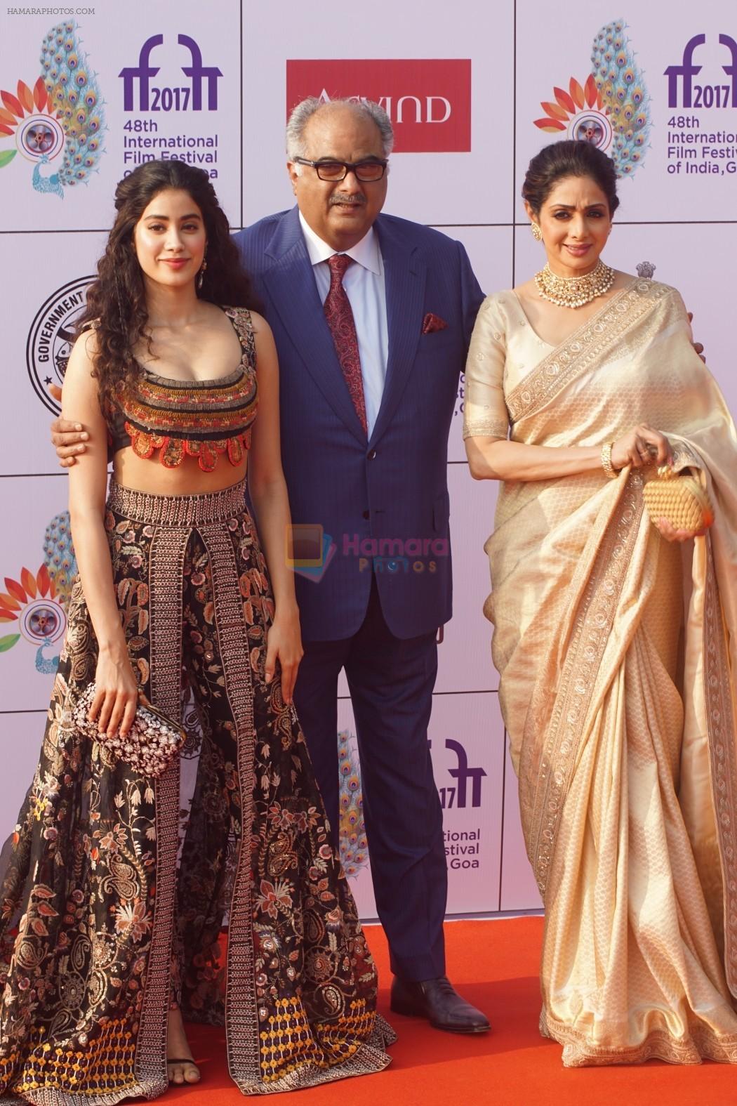 Sridevi, Boney Kapoor, Janhvi Kapoor at IFFI 2017 Opening Ceremony on 20th Nov 2017