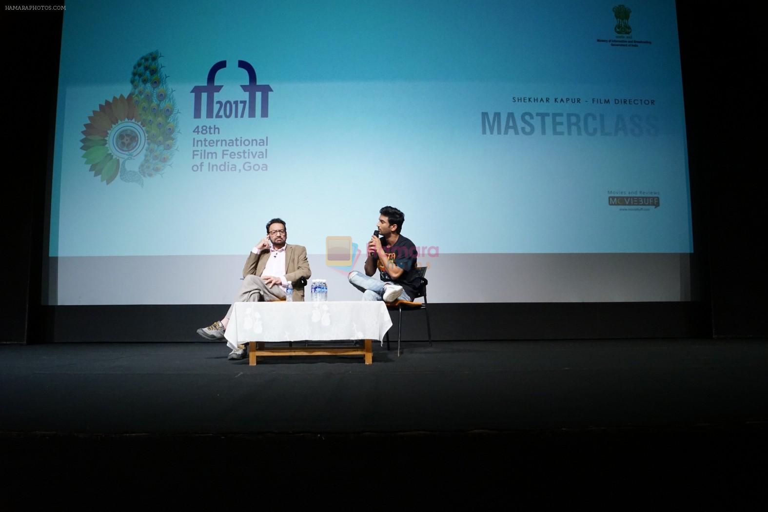 Shekhar Kapur, Sushant Singh Rajput at Masterclass in IFFI 2017 on 26th Nov 2017