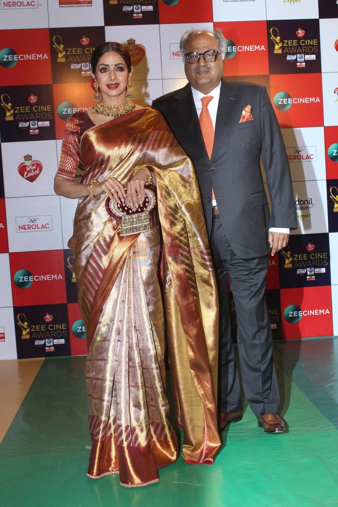 Sridevi, Boney Kapoor at the Red Carpet Event Of Zee Cine Awards 2018 on 19th Dec 2017