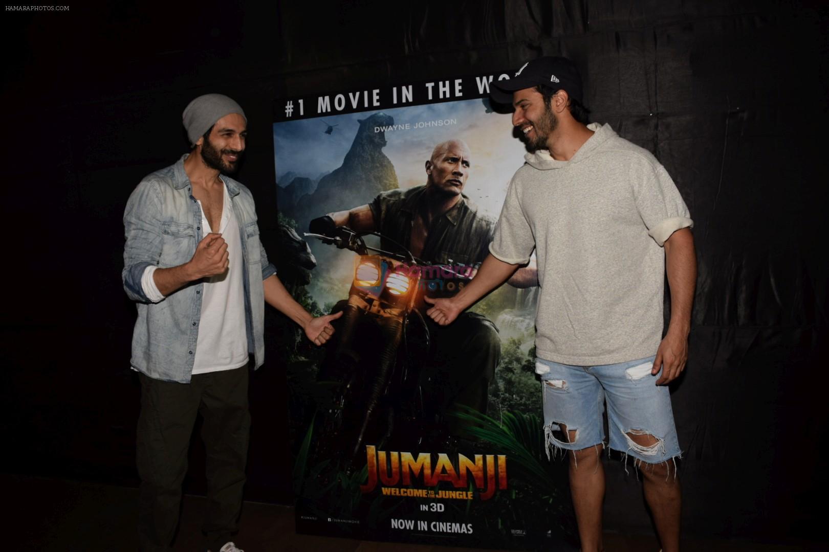 Varun Dhawan, Kartik Aaryan At Special Screening Of Film Jumanji Welcome To The Jungle on 4th Jan 2018