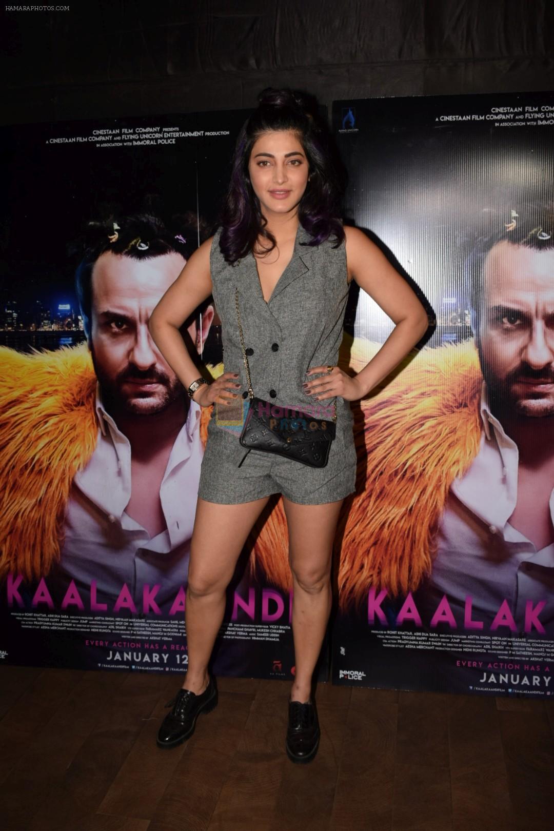 Shruti Haasan at the Special Screening Of Film Kaalakaandi on 8th Jan 2018