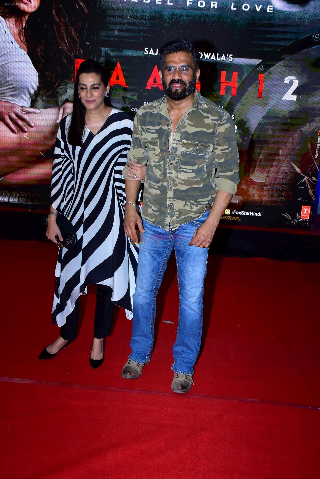 Sunil Shetty, Mana Shetty at the Special Screening Of Film Baaghi 2 on 29th March 2018
