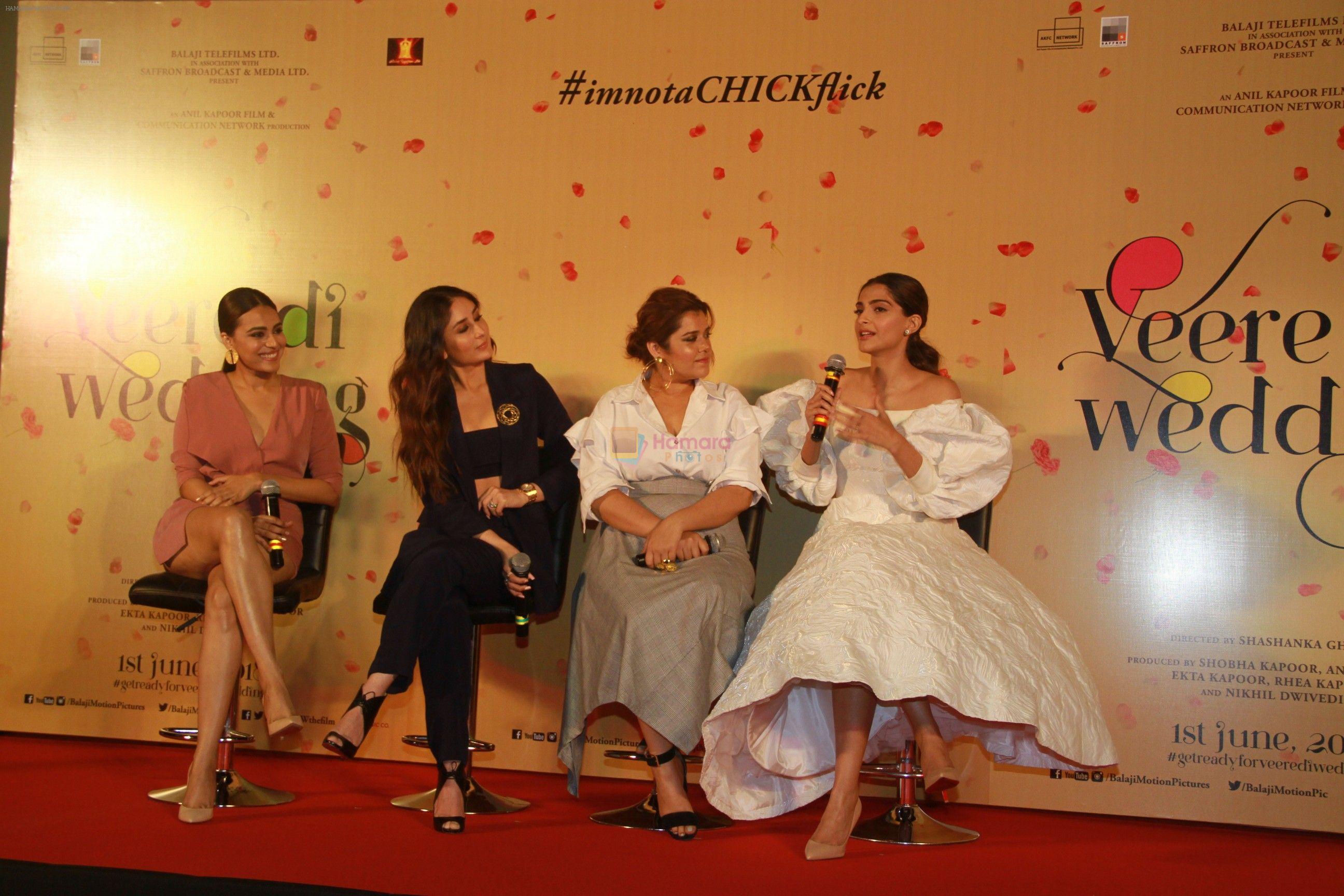 Kareena Kapoor, Swara Bhaskar, Sonam Kapoor, Shikha Talsania at the Trailer launch of film Veere Di Wedding in pvr juhu, mumbai on 25th April