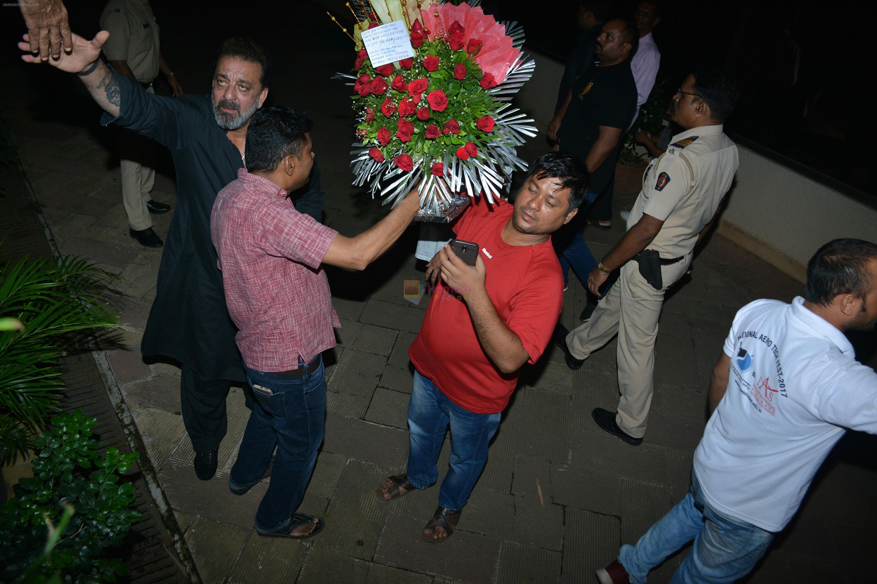 Sanjay Dutt Meets His Fans On His Birthday Outside His Bandra Home on 30th July 2018
