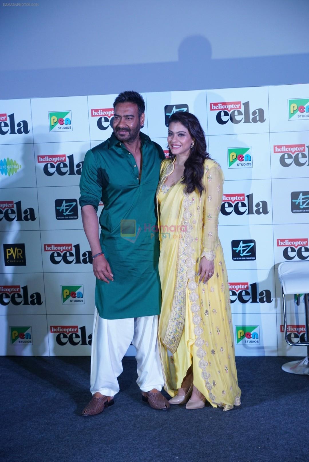 Kajol, Ajay Devgan, Neha Dhupia at the Trailer launch of film Helicopter Eela in pvr juhu on 5th Aug 2018
