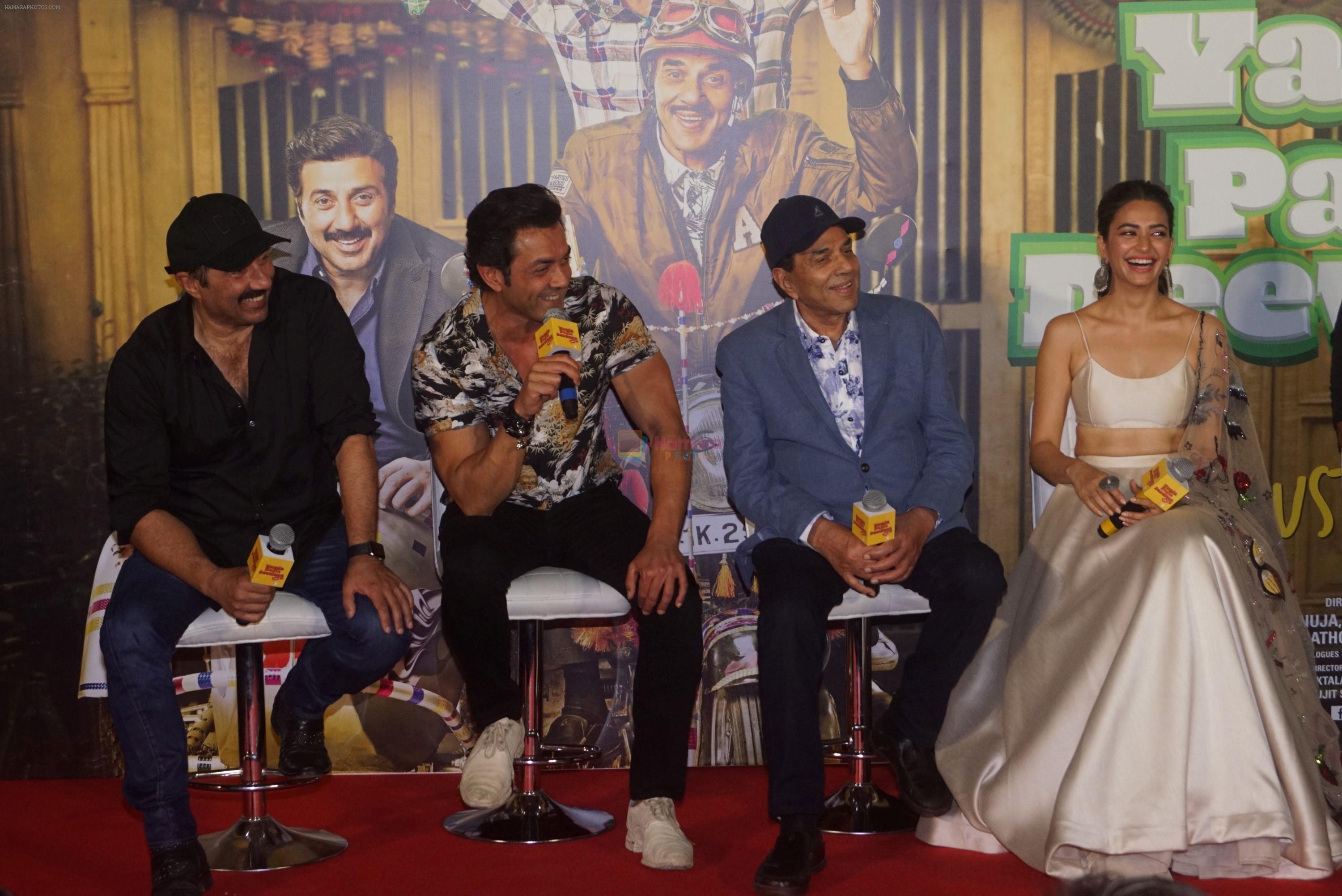 Kriti Kharbanda, Bobby Deol, Dharmendra, Sunny Deol at the Trailer Launch Of Hindi Film Yamla Pagla Deewana Yamla Pagla Deewana Phir Se on 9th Aug 2018