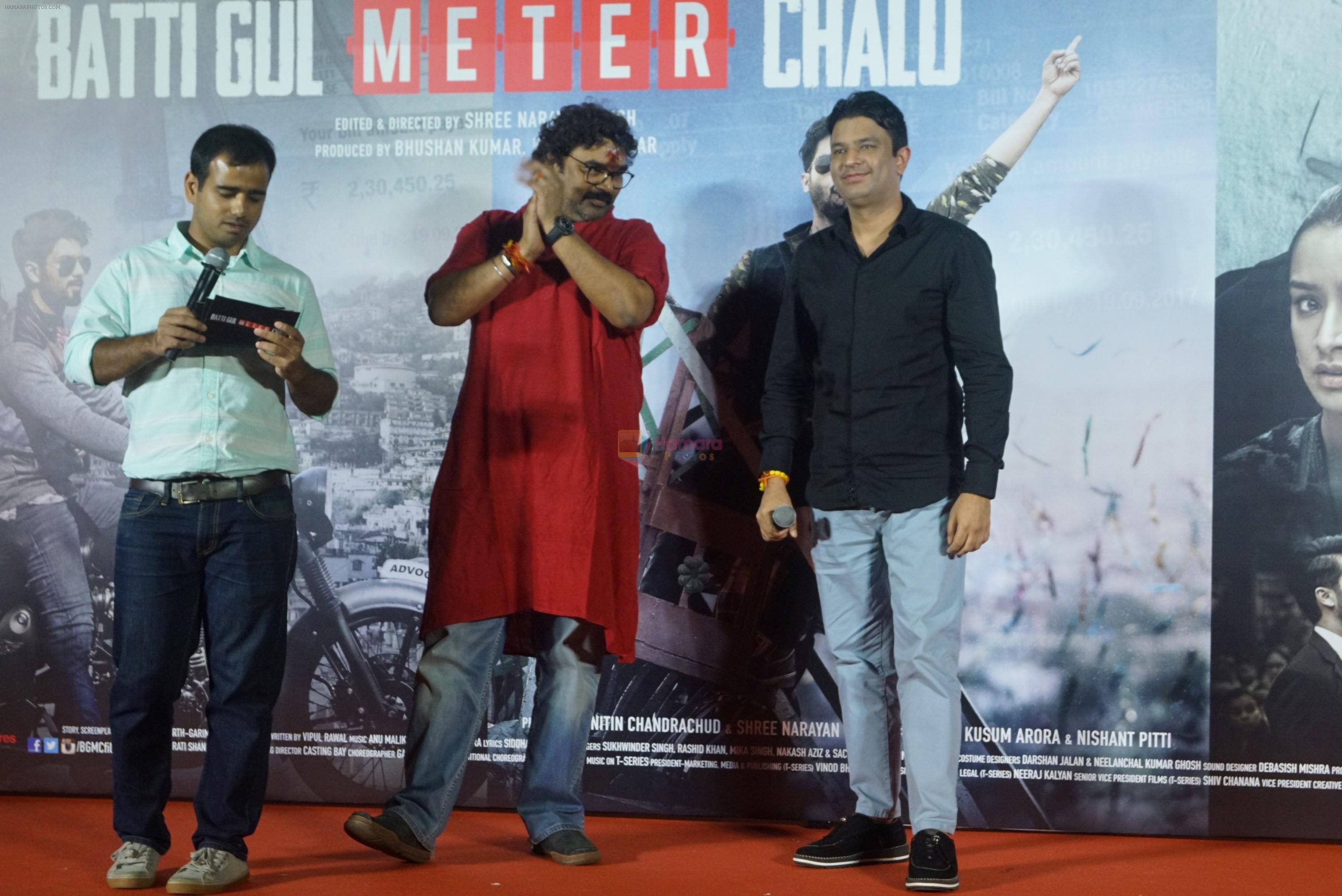 Shree Narayan Singh, Bhushan Kumar at the trailer launch of film Batti Gul Meter Chalu on 10th Aug 2018