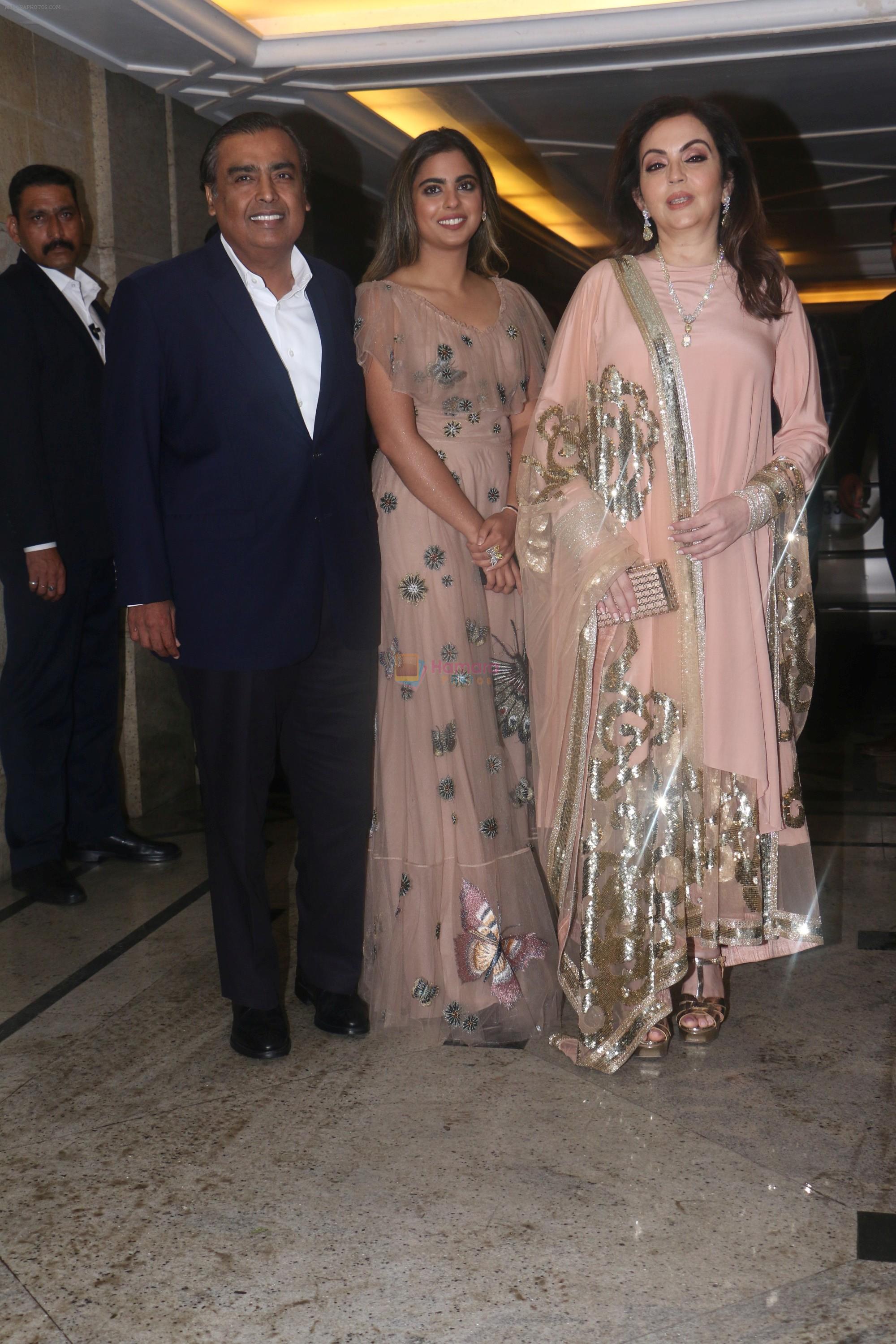 Mukesh Ambani, Nita Ambani, Isha Ambani at Priyanka Chopra's Engagement Party on 18th Aug 2018