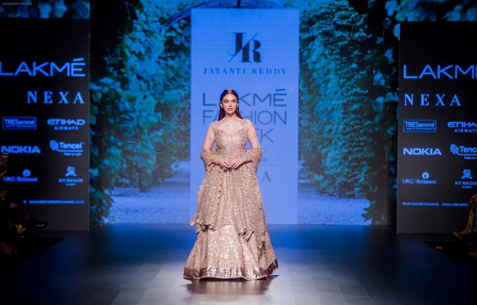 Aditi Rao Hydari walk the ramp for Jayanti Reddy at Lakme Fashion Week on 26th Aug 2018