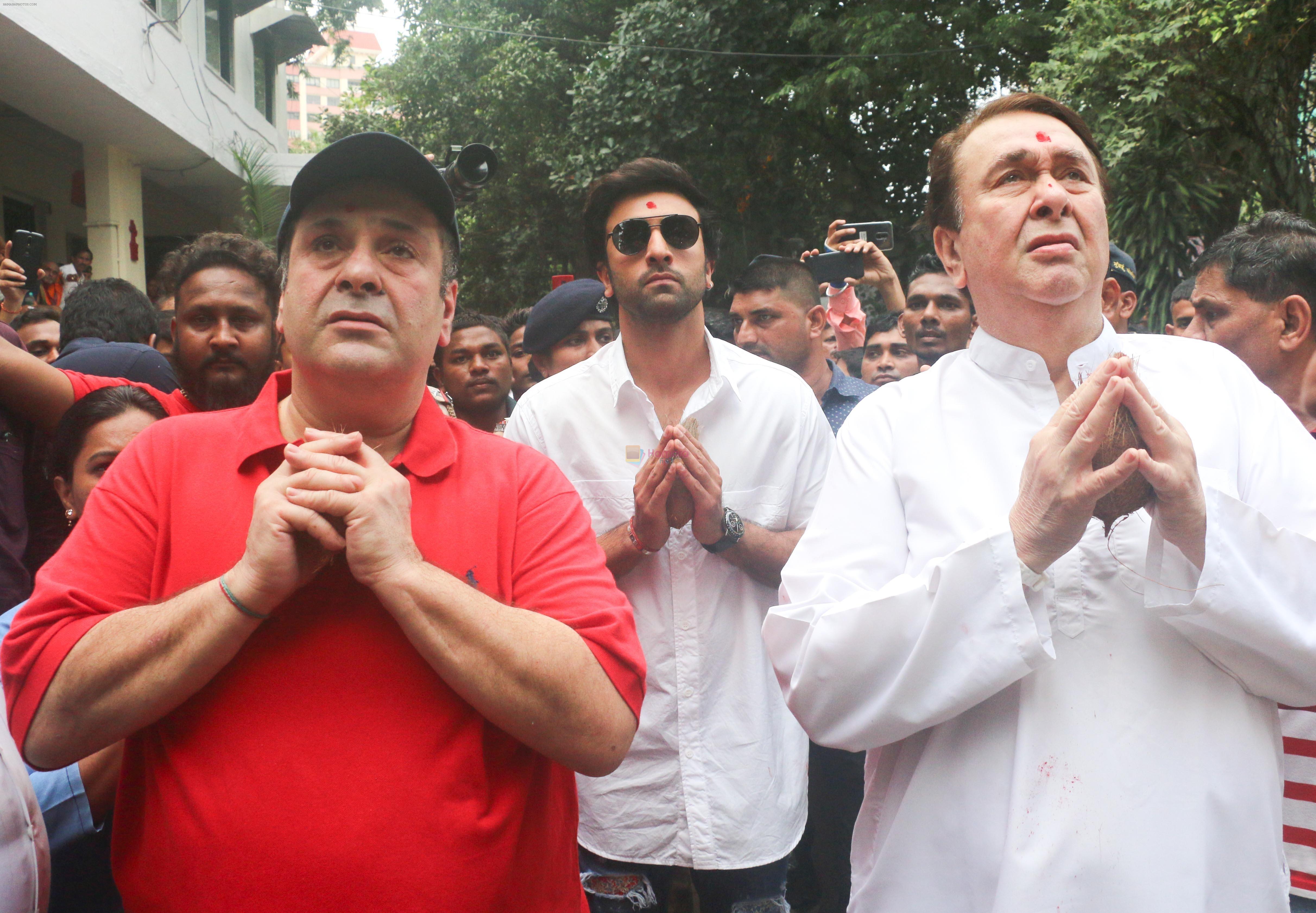 Ranbir Kapoor, Rajiv Kapoor, Randhir Kapoor At The RK Studio's Ganesha Immersion In Chembur on 23rd Sept 2018