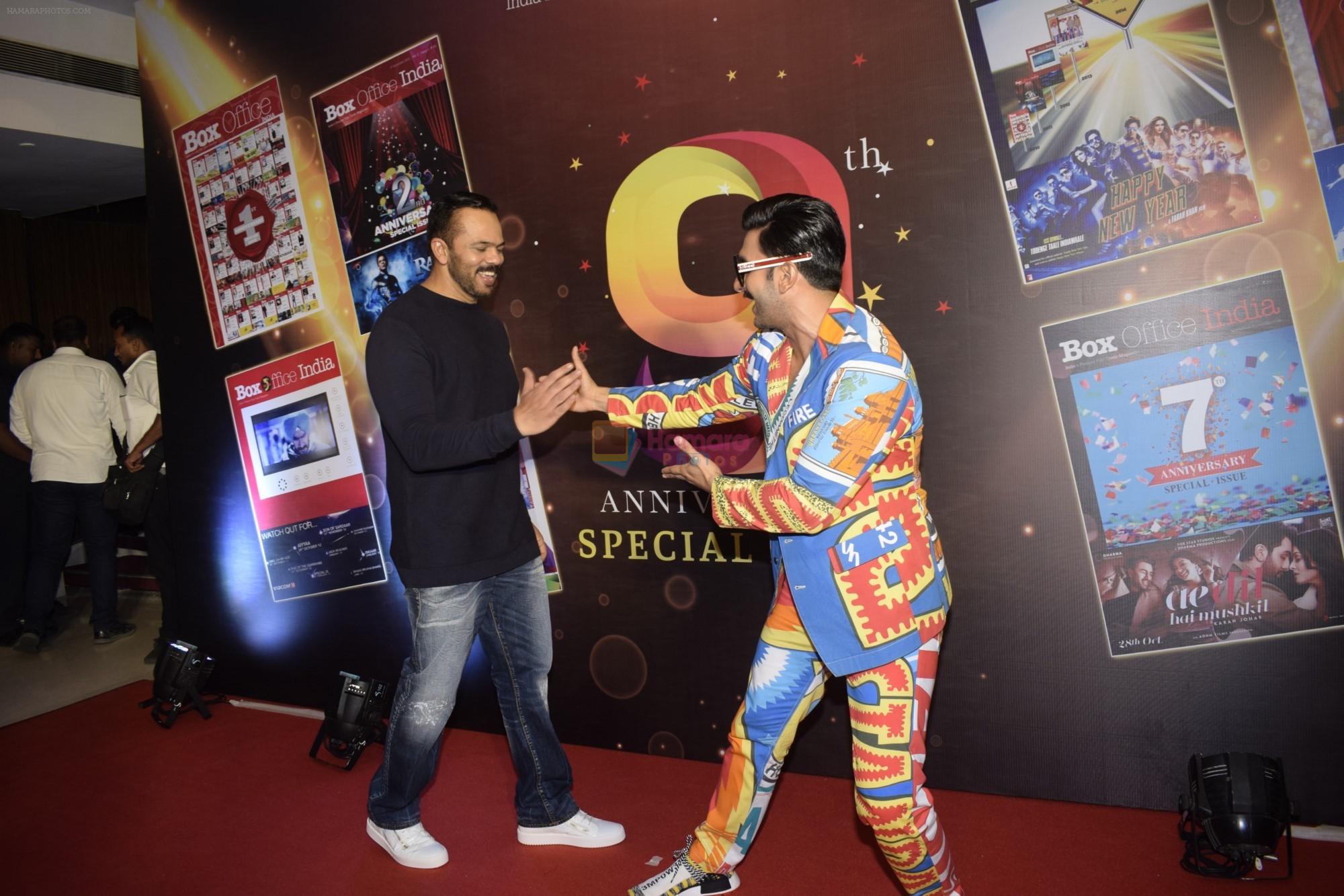 Ranveer Singh ,Rohit Shetty at the 9th anniversary cover launch of Boxoffice India magazine in Novotel juhu on 24th Sept 2018