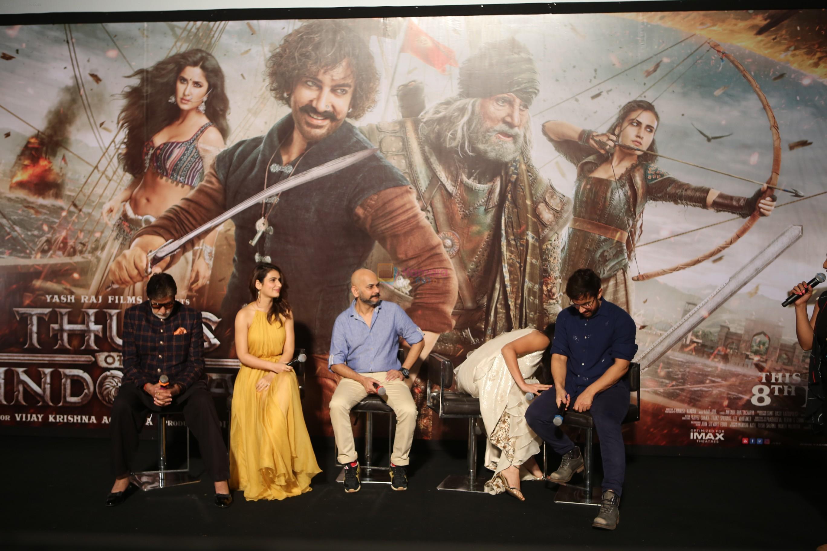 Amitabh Bachchan, Aamir Khan, Katrina Kaif and Fatima Sana Shaikh, Vijay Krishna Acharya at the Trailer launch of film Thugs of Hindustan at Imax Wadala on 27th Sept 2018