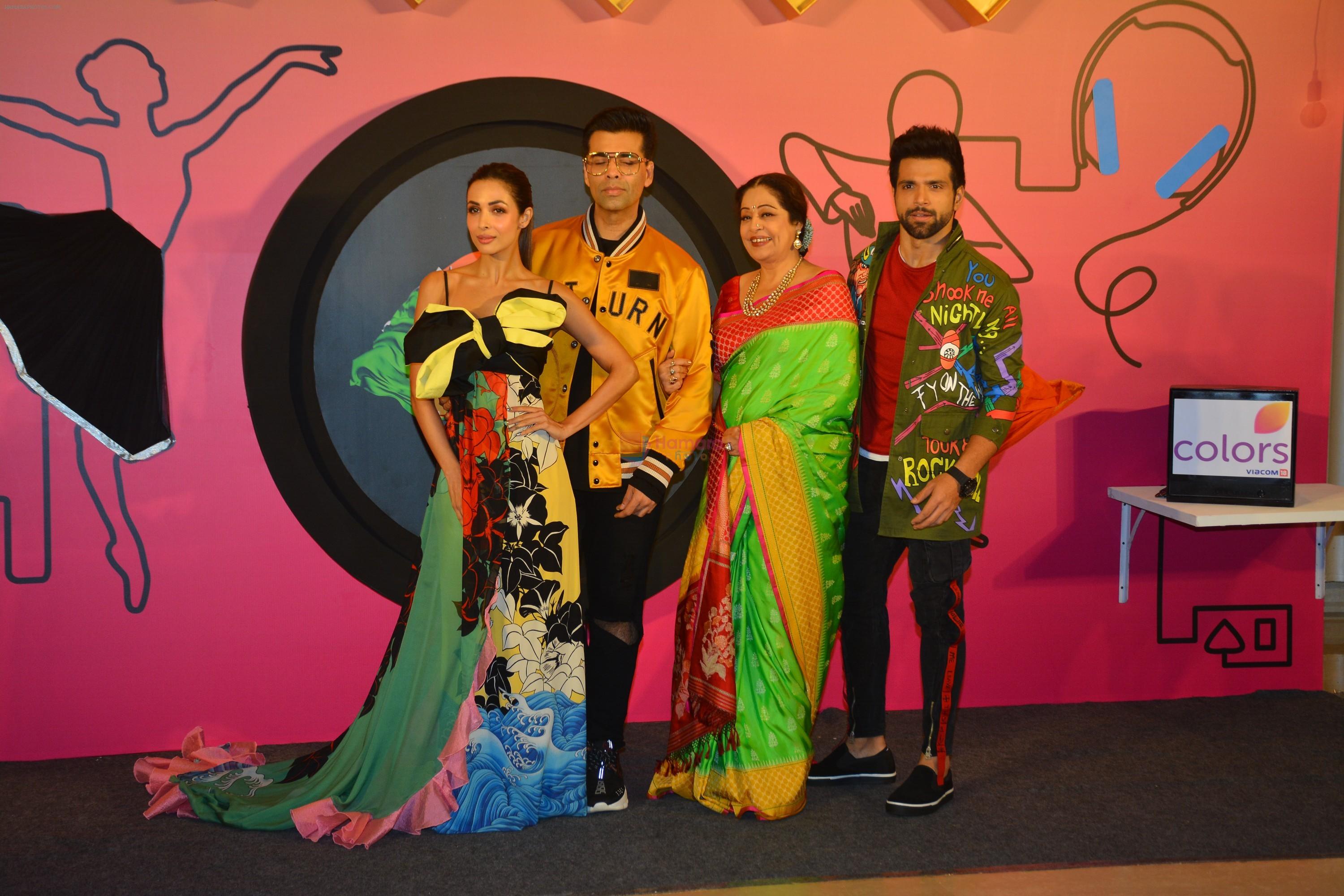 Malaika Arora, Kirron Kher, Karan Johar, Rithvik Dhanjani  at the Launch of India's got talent in Trident bkc on 14th Oct 2018