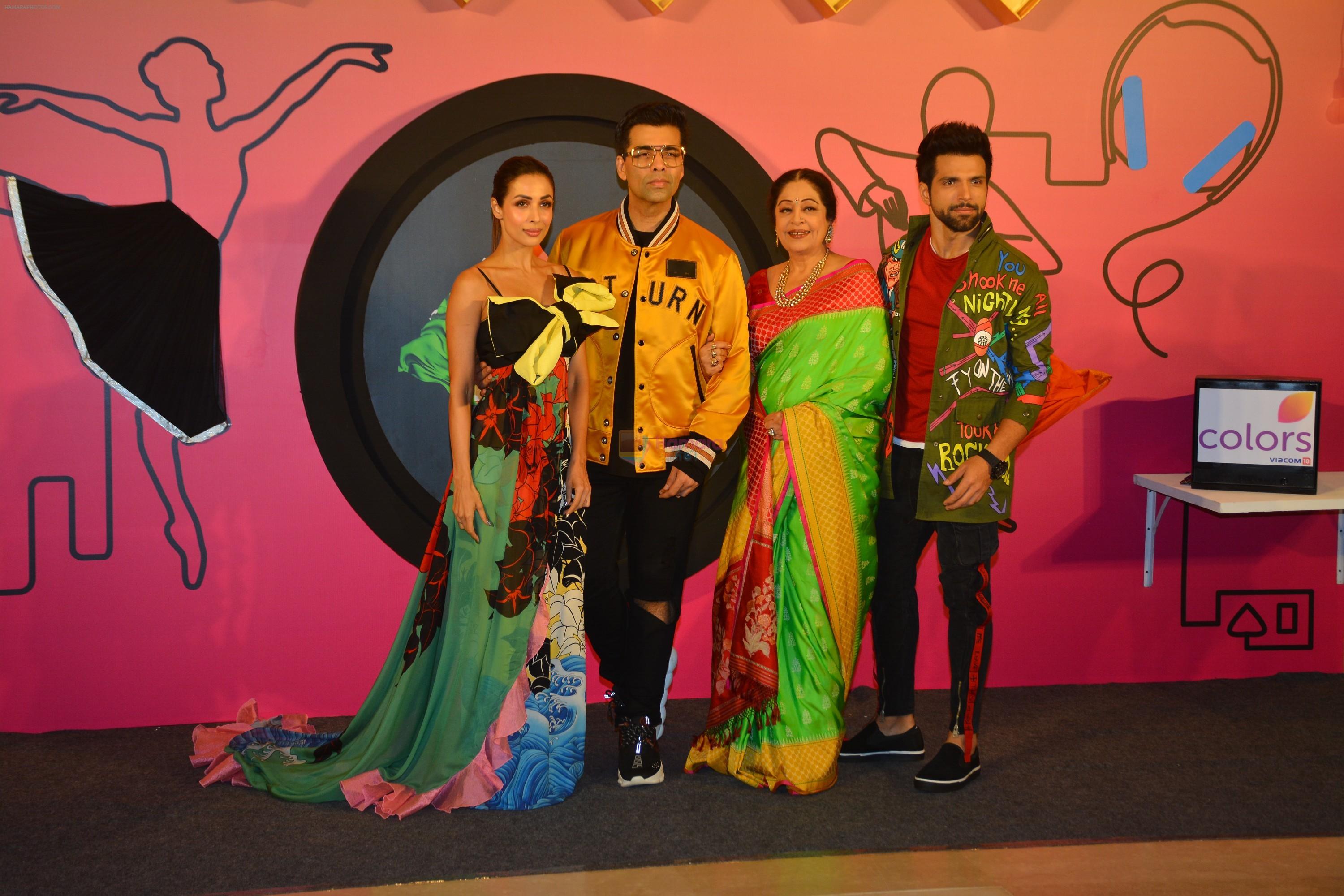 Malaika Arora, Kirron Kher, Karan Johar, Rithvik Dhanjani  at the Launch of India's got talent in Trident bkc on 14th Oct 2018