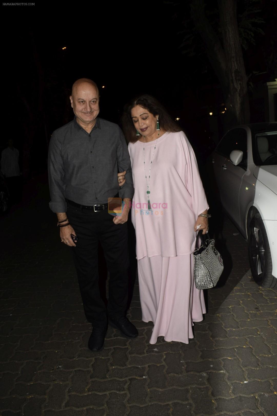 Anupam Kher, Kiron Kher spotted at Anil Kapoor's house for Karvachauth celebration in Juhu on 27th Oct 2018