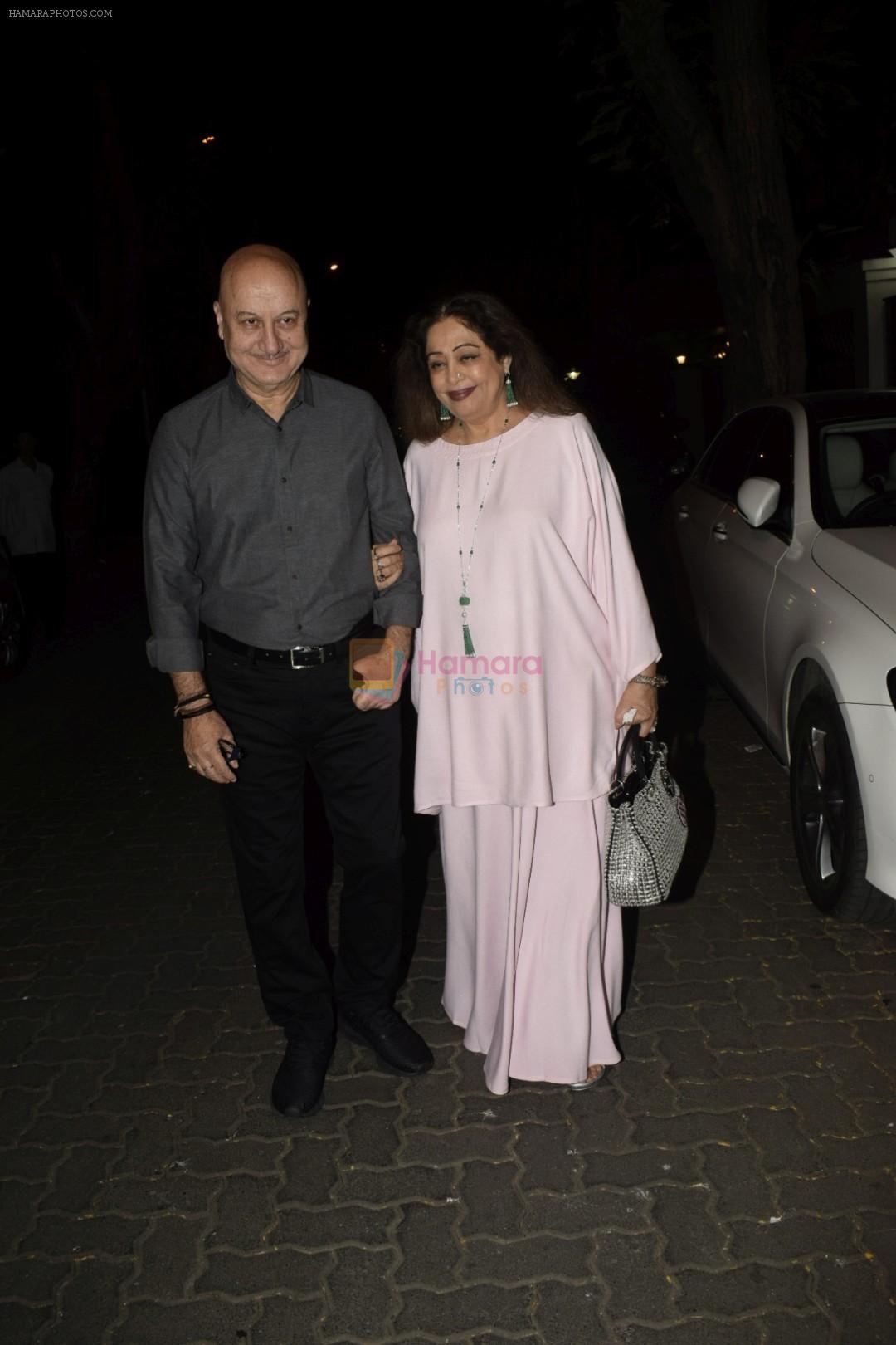 Anupam Kher, Kiron Kher spotted at Anil Kapoor's house for Karvachauth celebration in Juhu on 27th Oct 2018