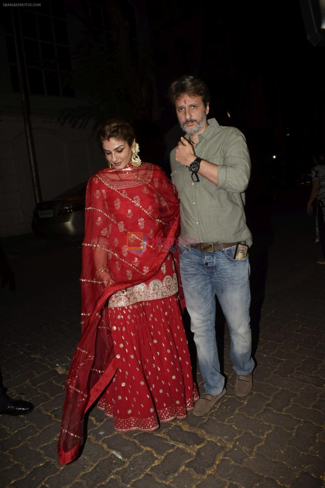 Raveena Tandon spotted at Anil Kapoor's house for Karvachauth celebration in Juhu on 27th Oct 2018