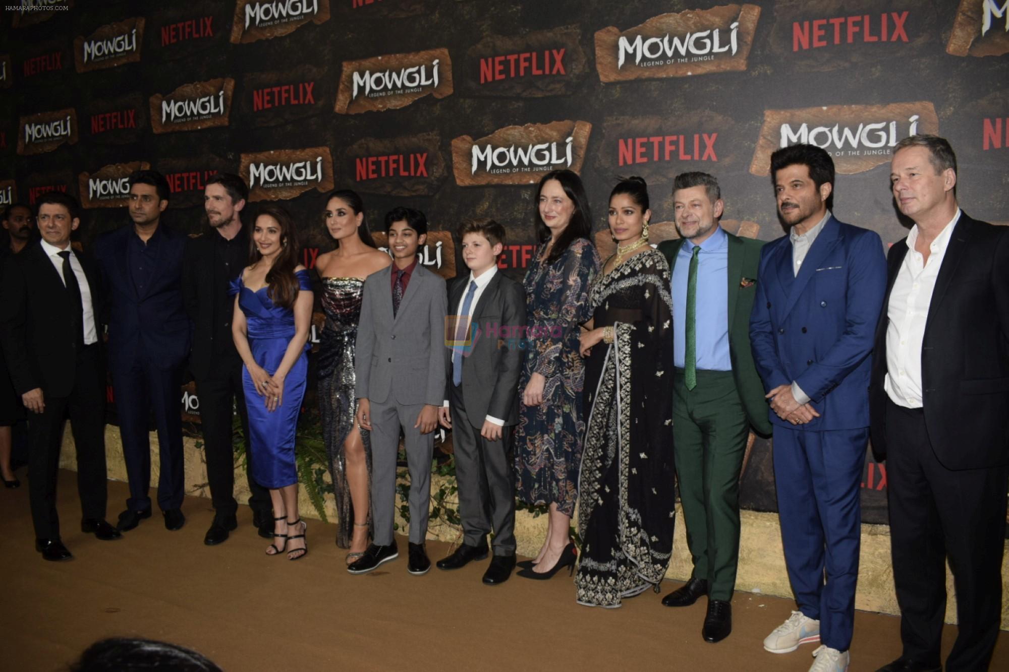 Kareena Kapoor Khan, Anil Kapoor, Abhishek Bachchan and Madhuri Dixit, Christian Bale,_Andy Serkis, Freida Pinto, Rohan Chand at Mowgli world premiere in Yashraj studios, Andheri on 26th Nov 2018