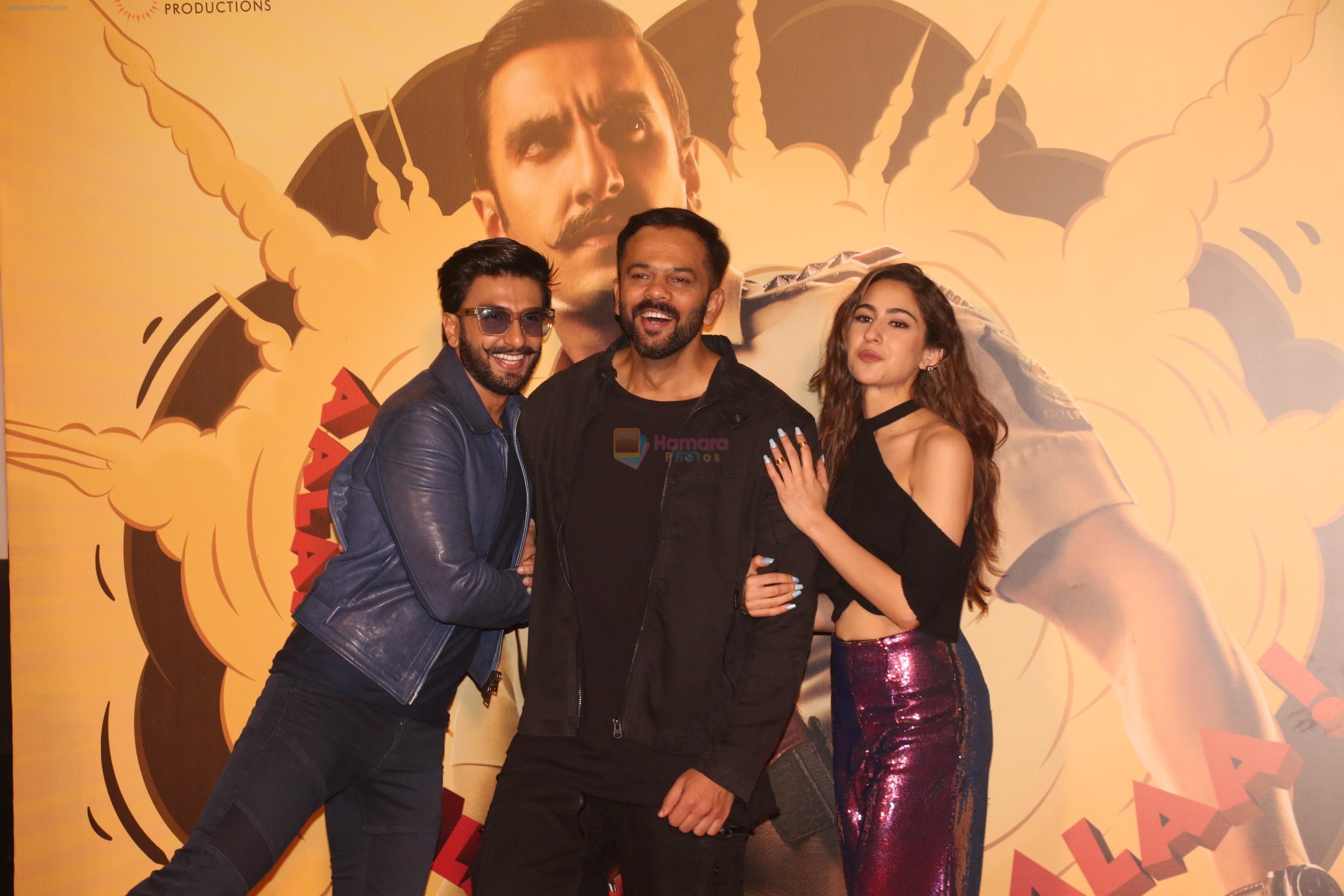 Ranveer Singh, Rohit Shetty, Sara Ali Khan at the Trailer launch of film Simmba in PVR icon, andheri on 4th Dec 2018