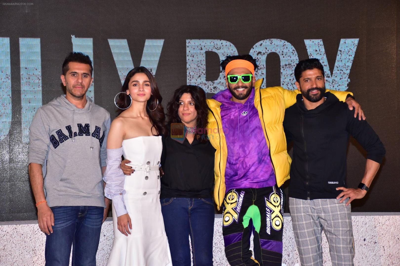 Ranveer Singh, Alia Bhatt, Ritesh Sidhwani, Zoya Akhtar, Farhan AKhtar at the trailer launch of film Gully Boy on 8th Jan 2019