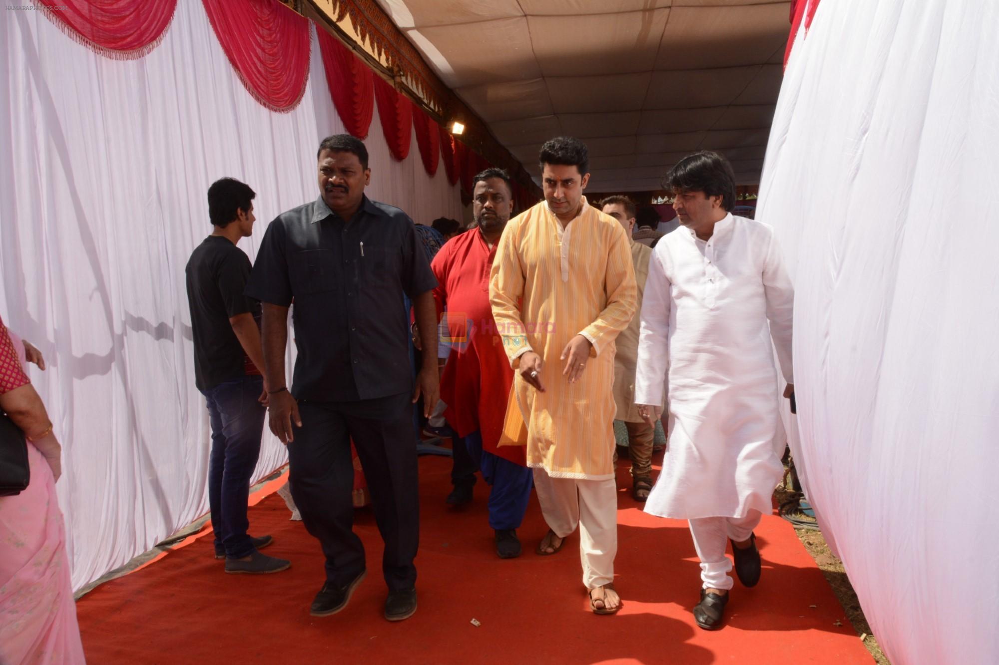 Abhishek Bachchan at Saraswati pujan at Anurag Basu's house in goregaon on 10th Feb 2019