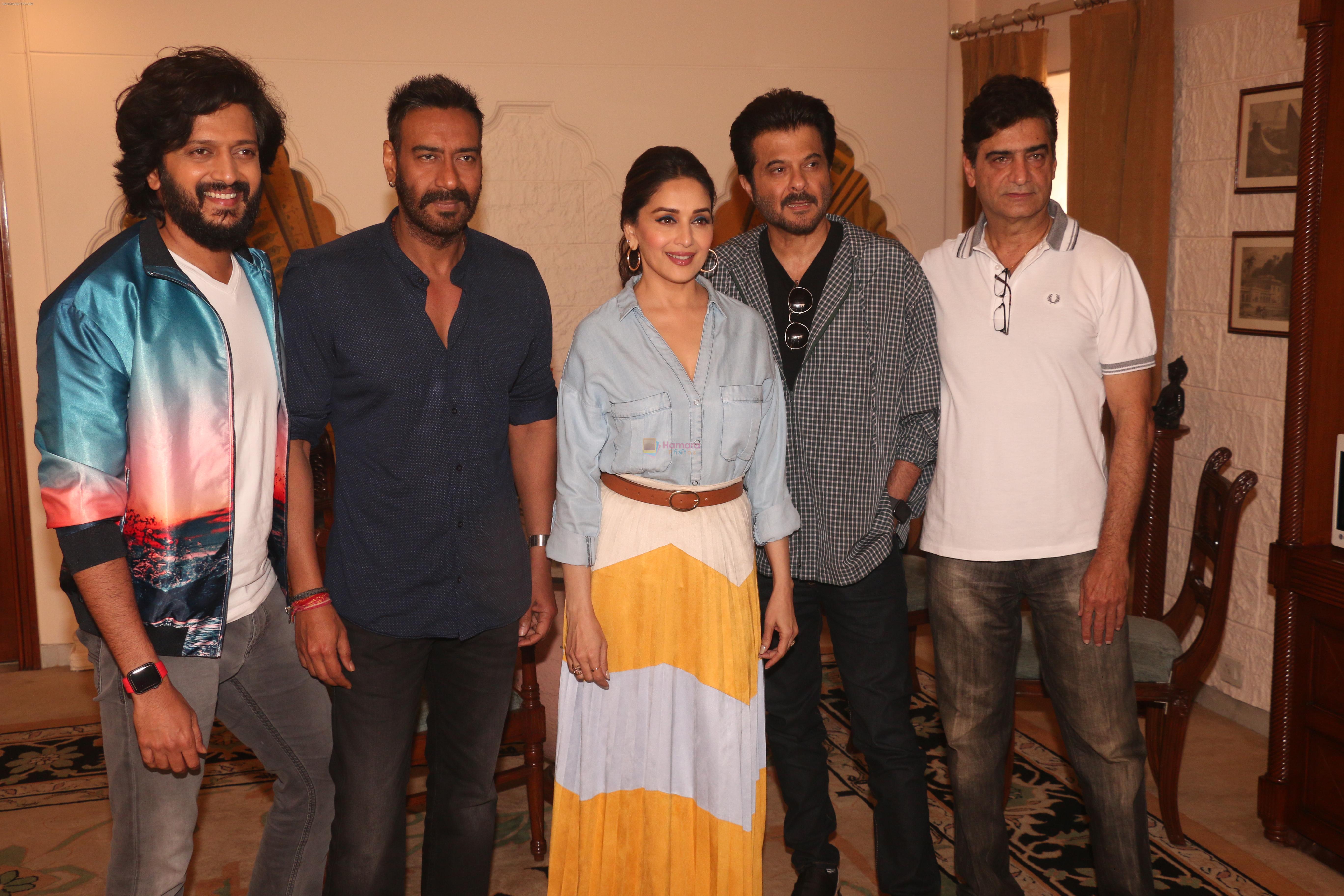 Madhuri Dixit, Anil Kapoor, Riteish Deshmukh, Ajay Devgan, Indra Kumar at the promotion of film Total Dhamaal in Sun n Sand juhu on 13th Feb 2019