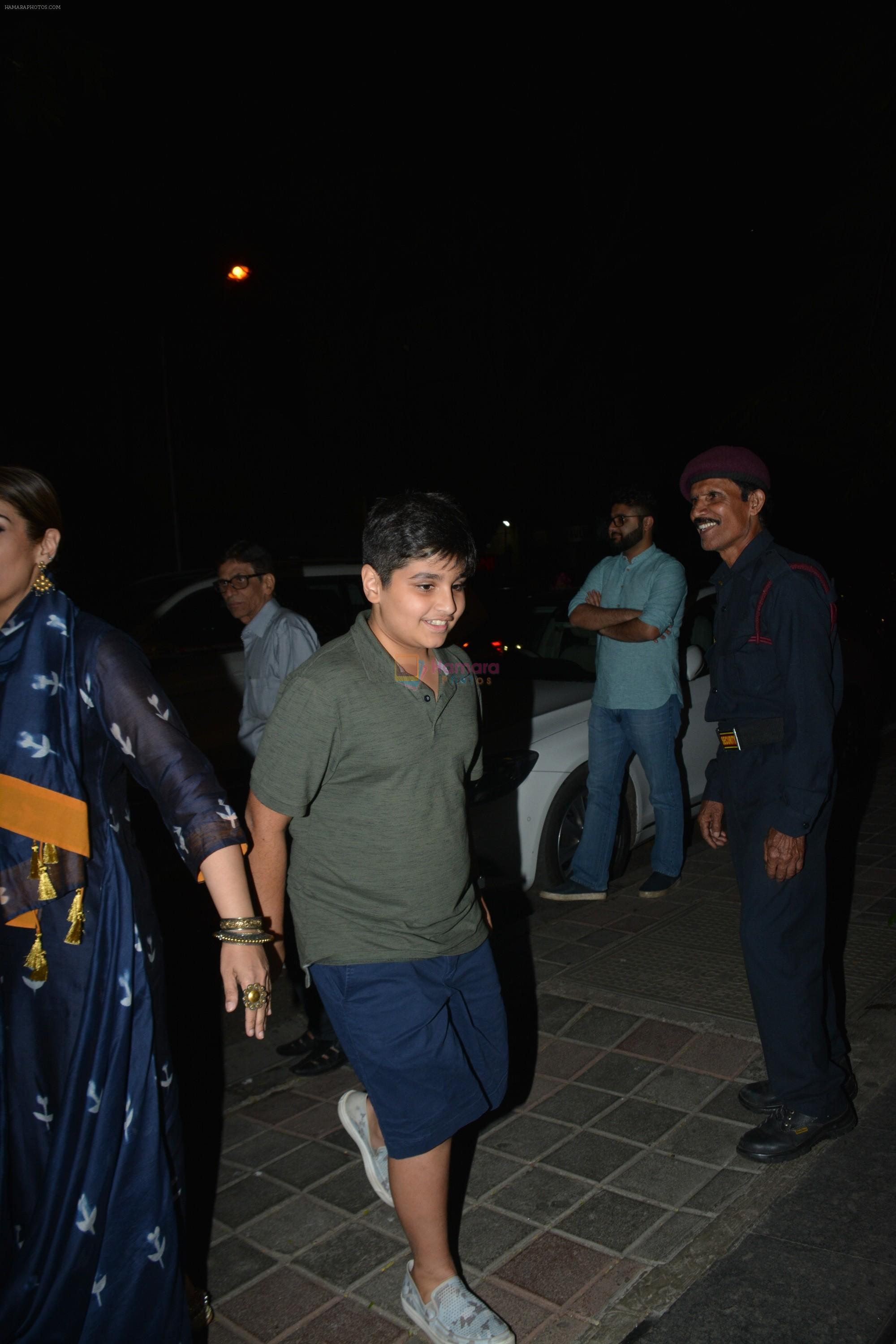 Raveena Tandon with her parents & kids spotted at Hakkasan in bandra on 17th Feb 2019