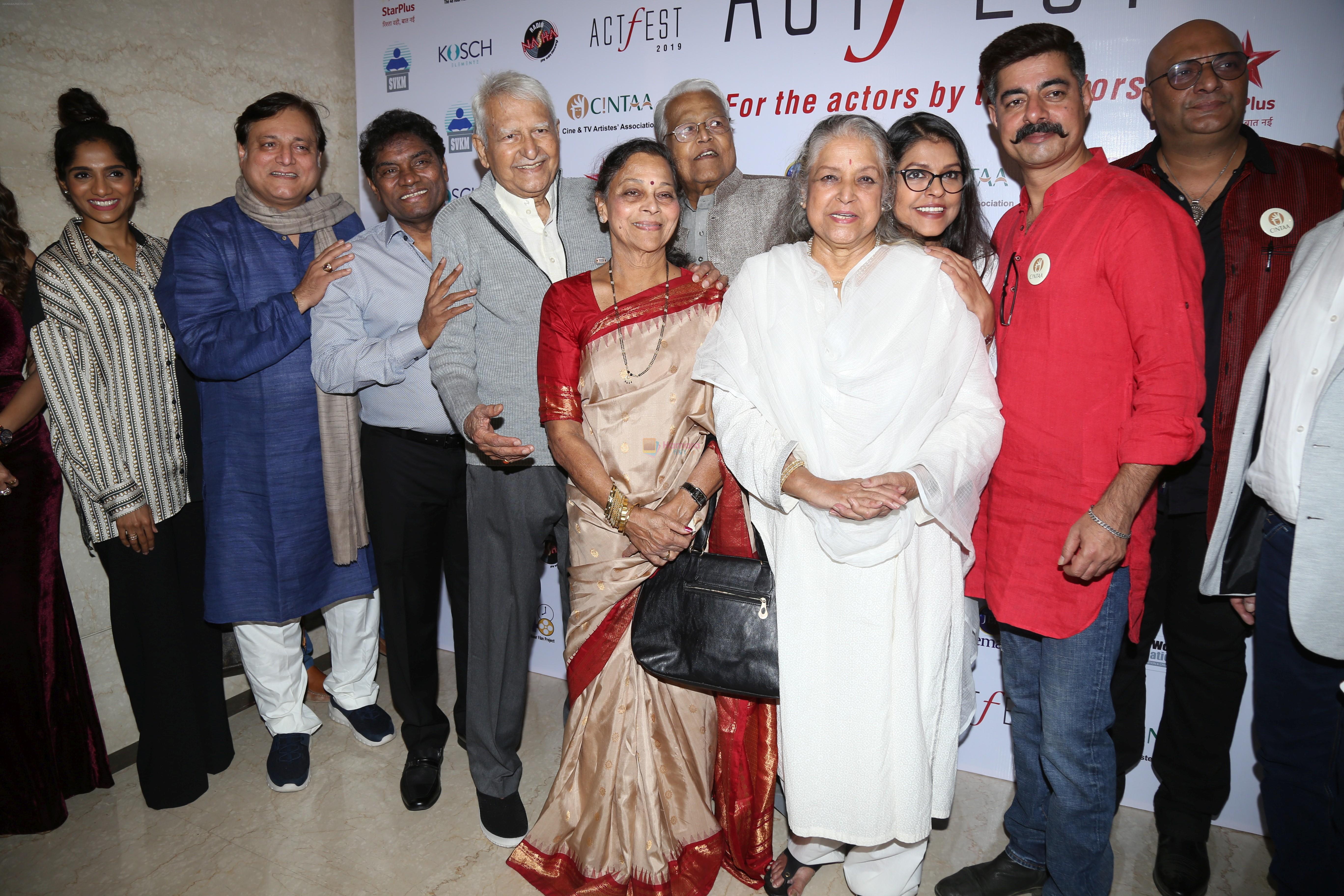 Manoj Joshi, Johnny Lever,Shubha Khote, Sushant Singh at the Cintaa 48hours film project's actfest at Mithibai College in vile Parle on 17th Feb 2019