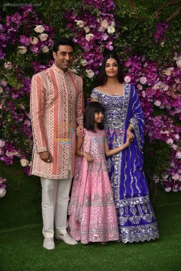 Aishwarya Rai Bachchan, Abhishek Bachchan, Aaradhya Bachchan at Akash Ambani & Shloka Mehta wedding in Jio World Centre bkc on 10th March 2019