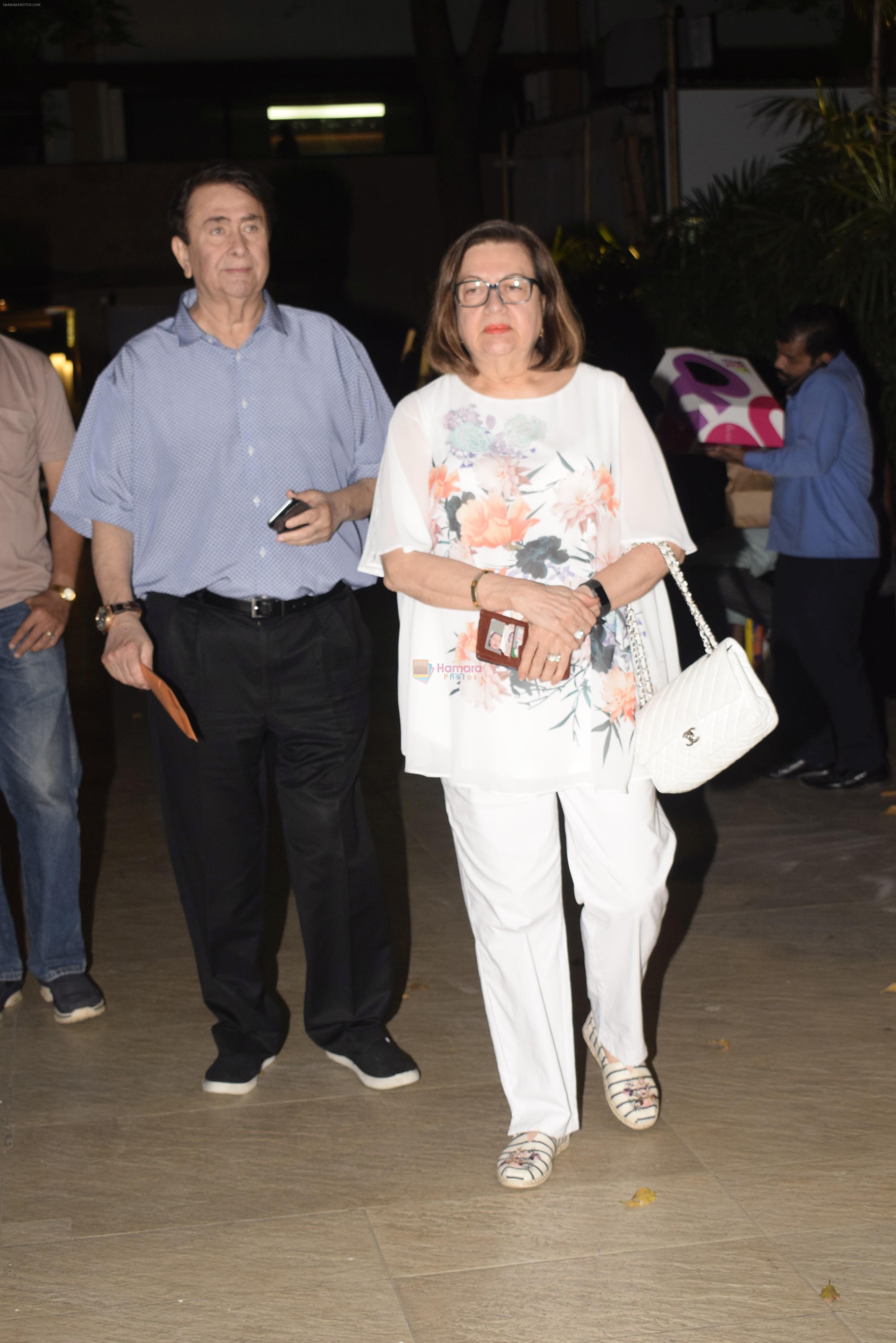 Randhir Kapoor, Babita at Karishma Kapoor's son Kiaan's birthday party in club bandra on 12th March 2019