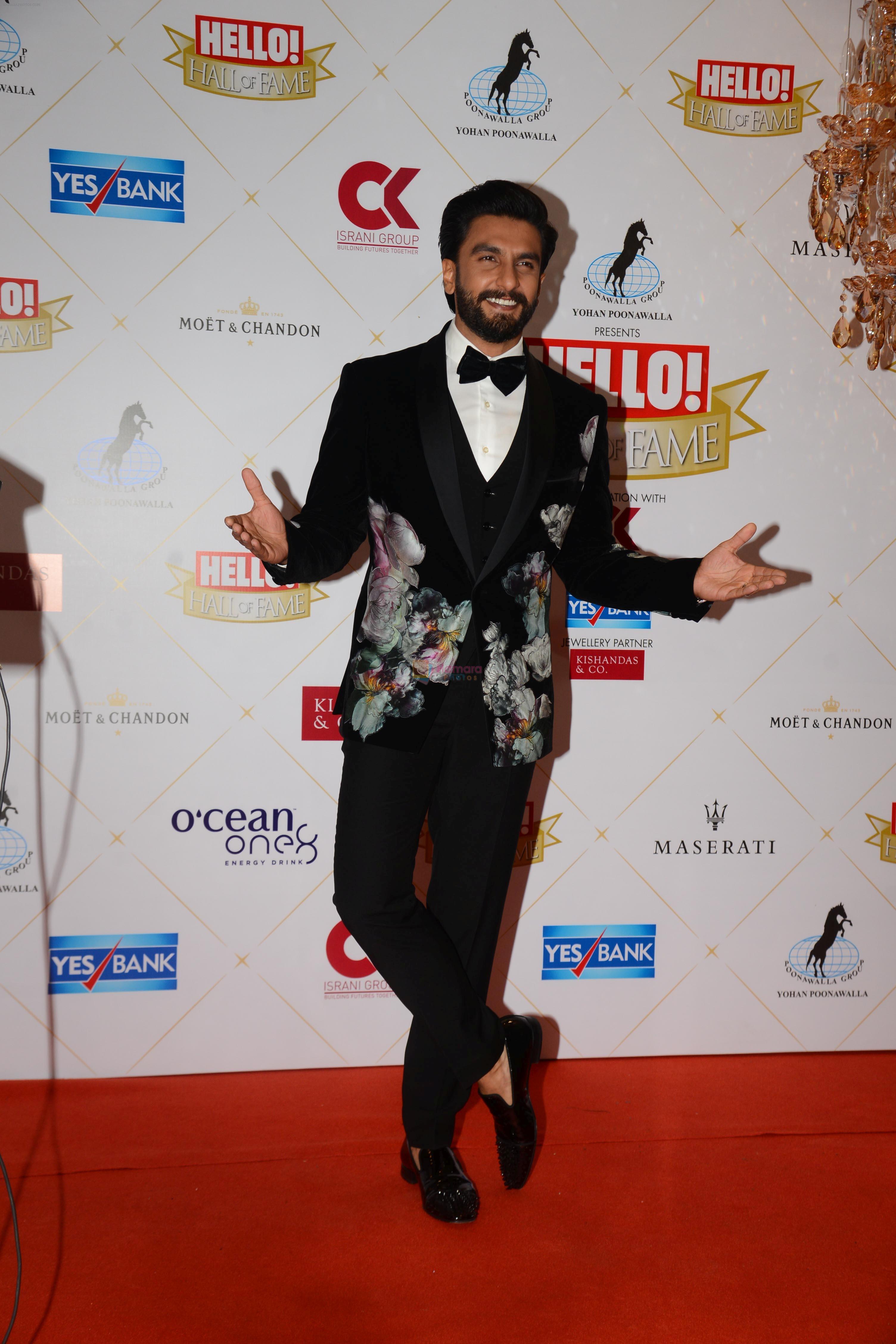 Ranveer Singh at the Hello Hall of Fame Awards in St Regis hotel on 18th March 2019