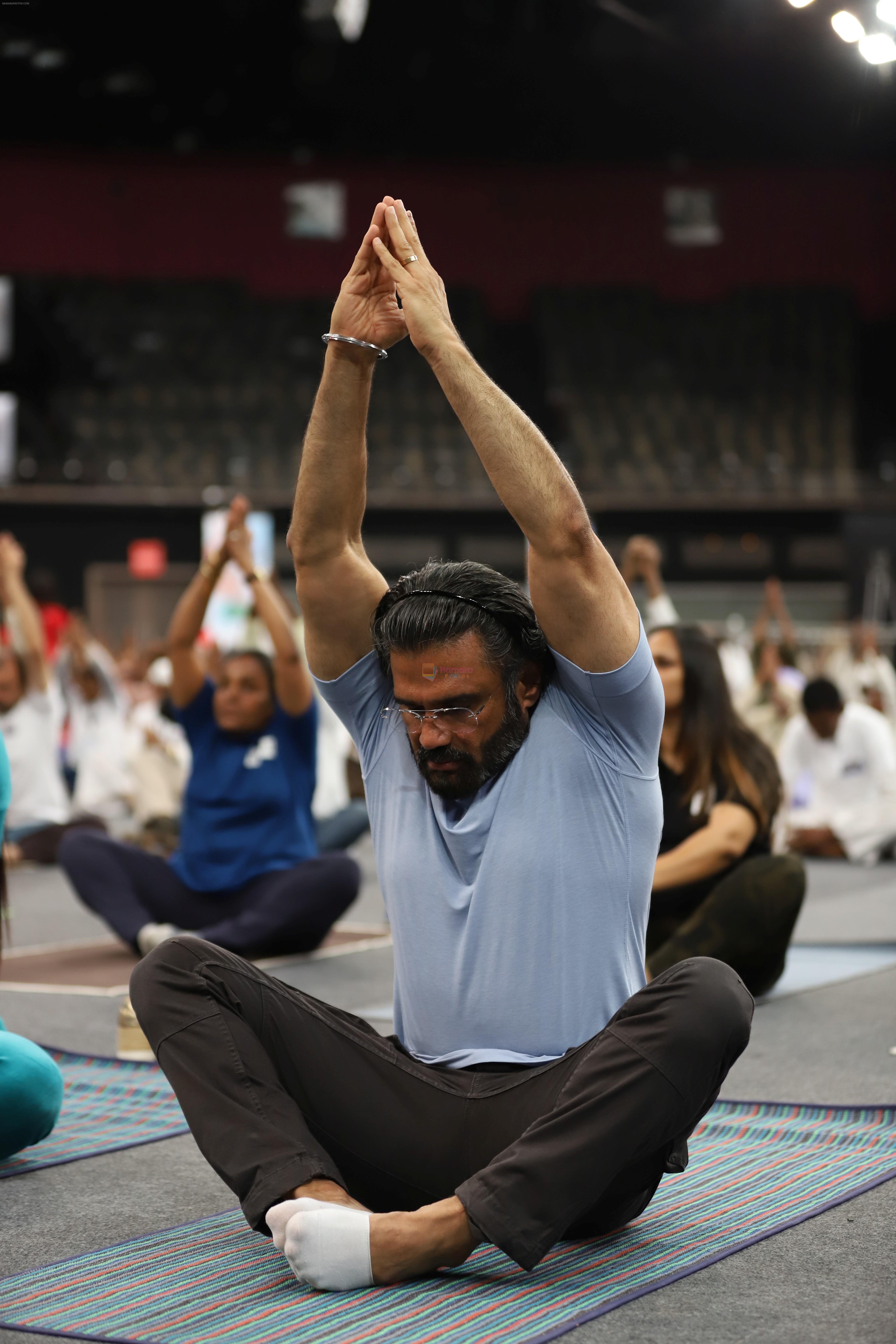 Sunil Shetty at world yoga day in NSCI worli on 21st June 2019