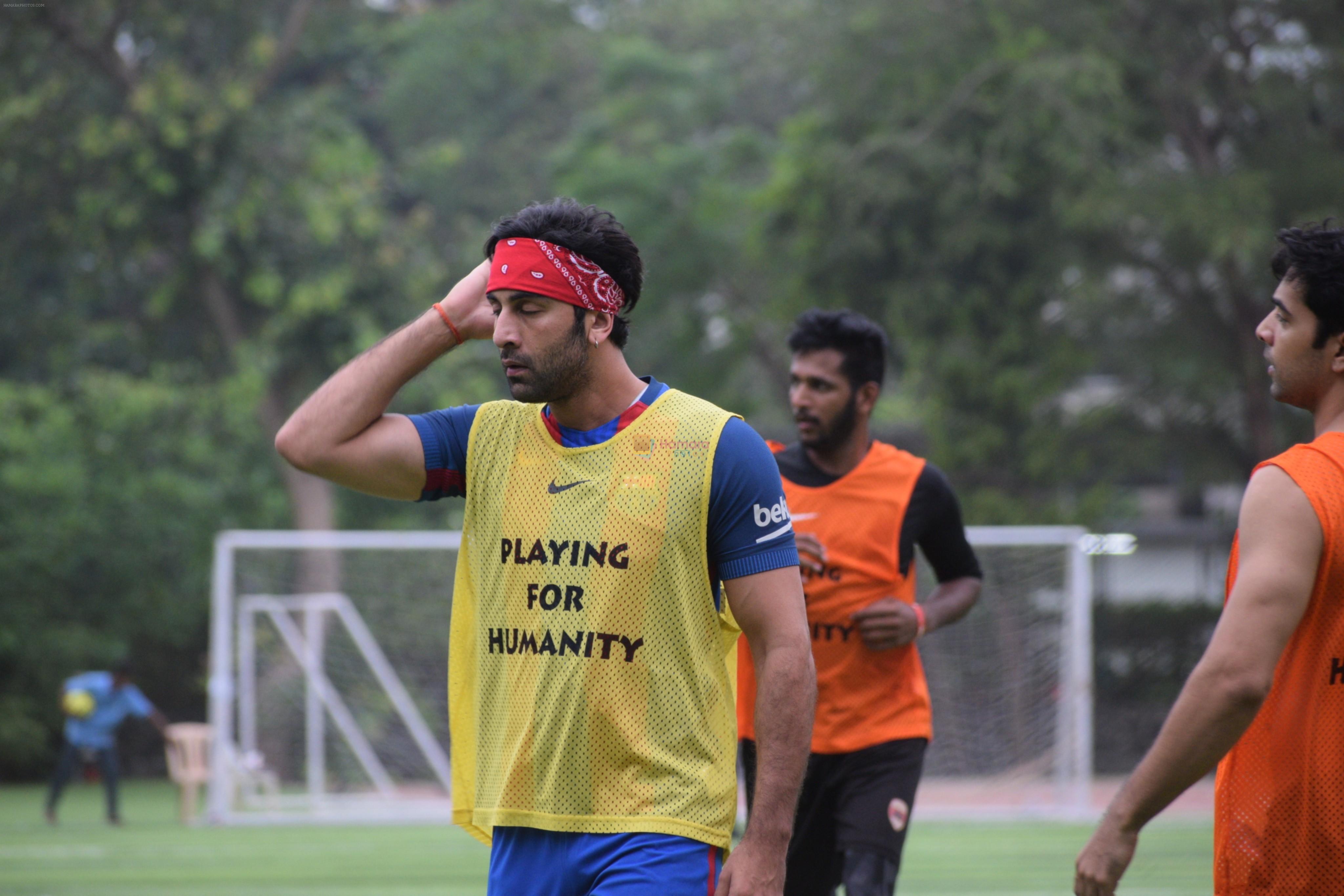 Ranbir Kapoor playing football at juhu on 7th July 2019