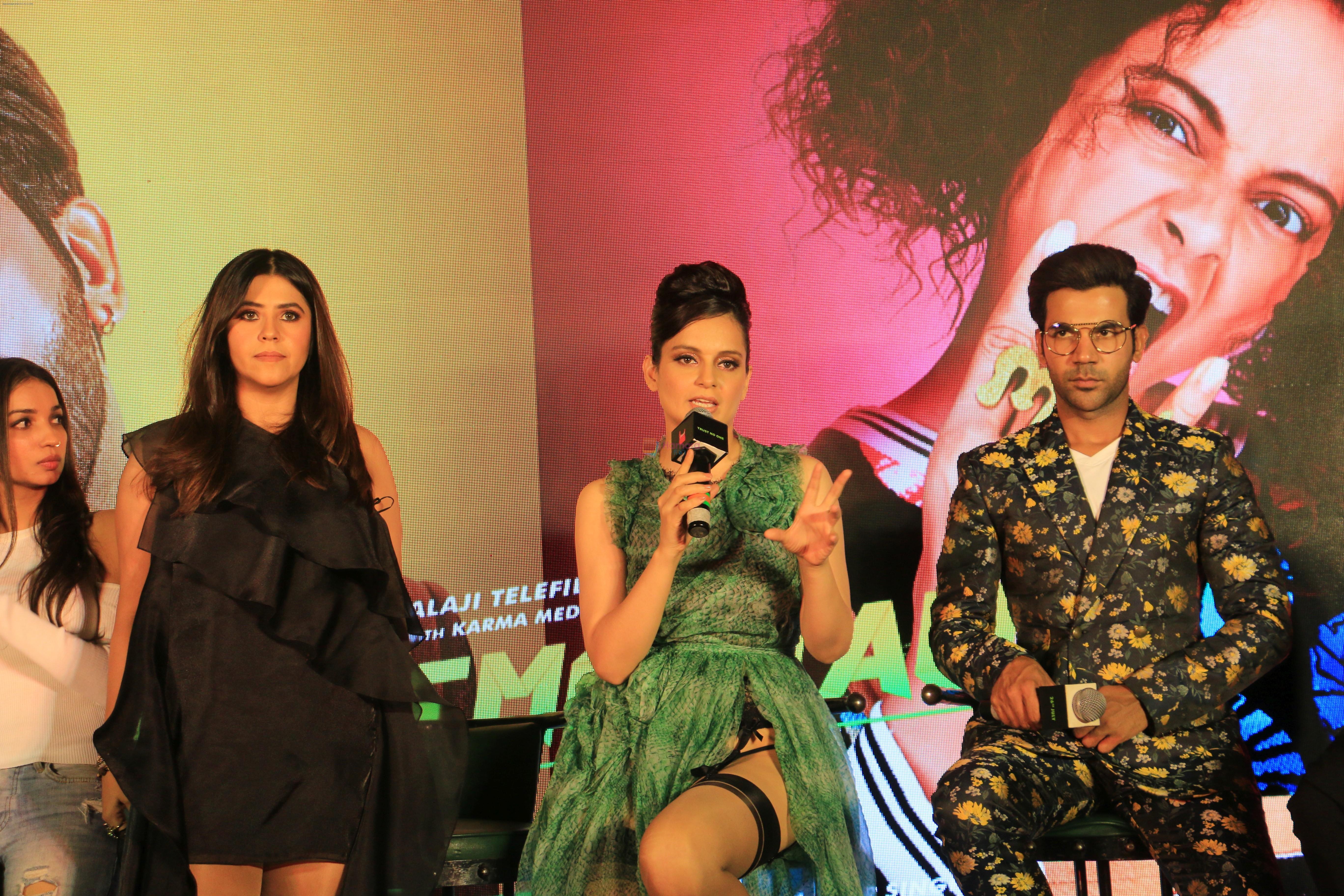 Kangana Ranaut, Rajkummar Rao, Ekta Kapoor at the Song launch of film Judgemental Hai Kya at Bombay Cocktail Bar in andheri on 7th July 2019