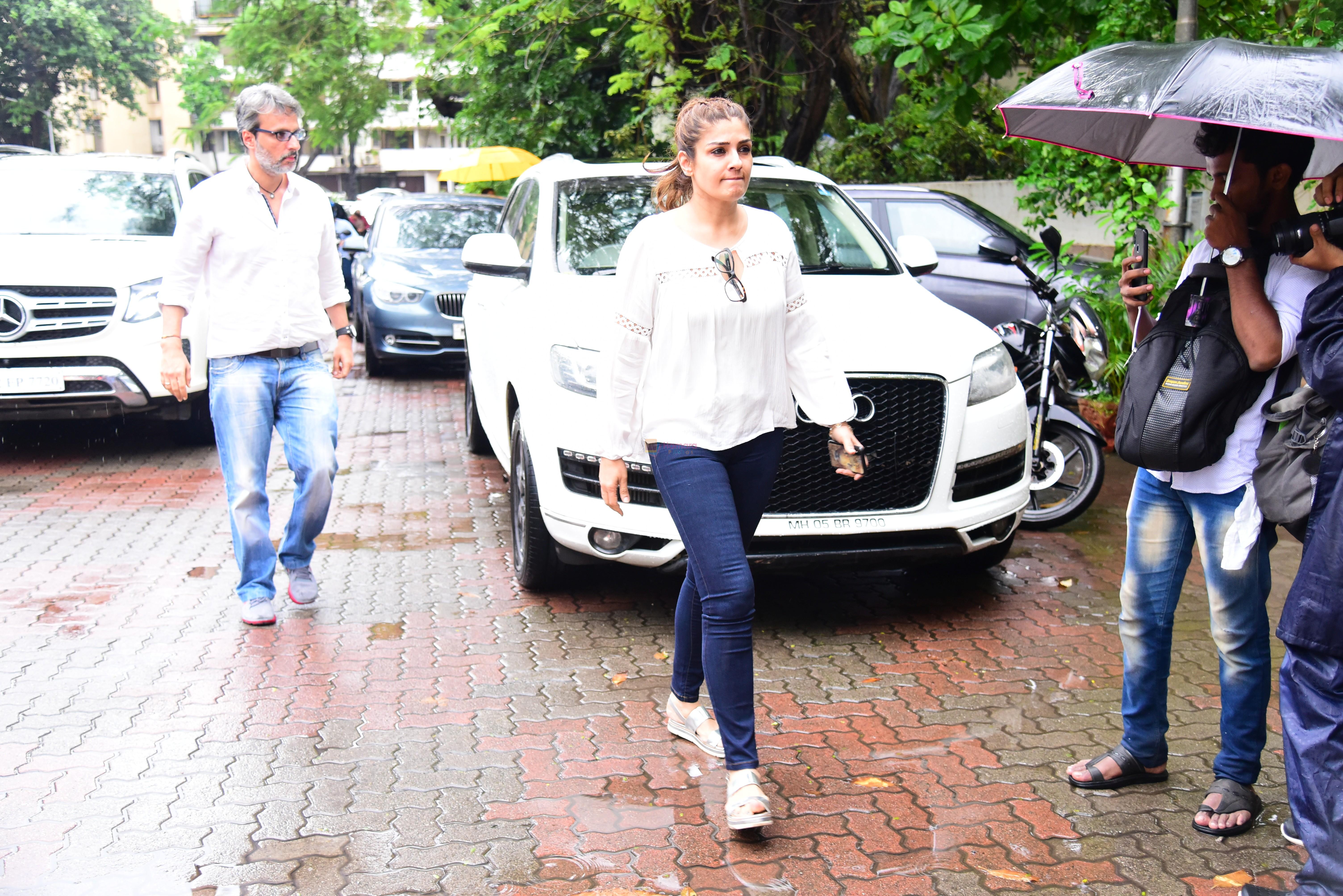 Raveena Tandon at prayer meet of  Kaykasshan Patel's husband Areef Patel at his house in bandra  on 30th July 2019