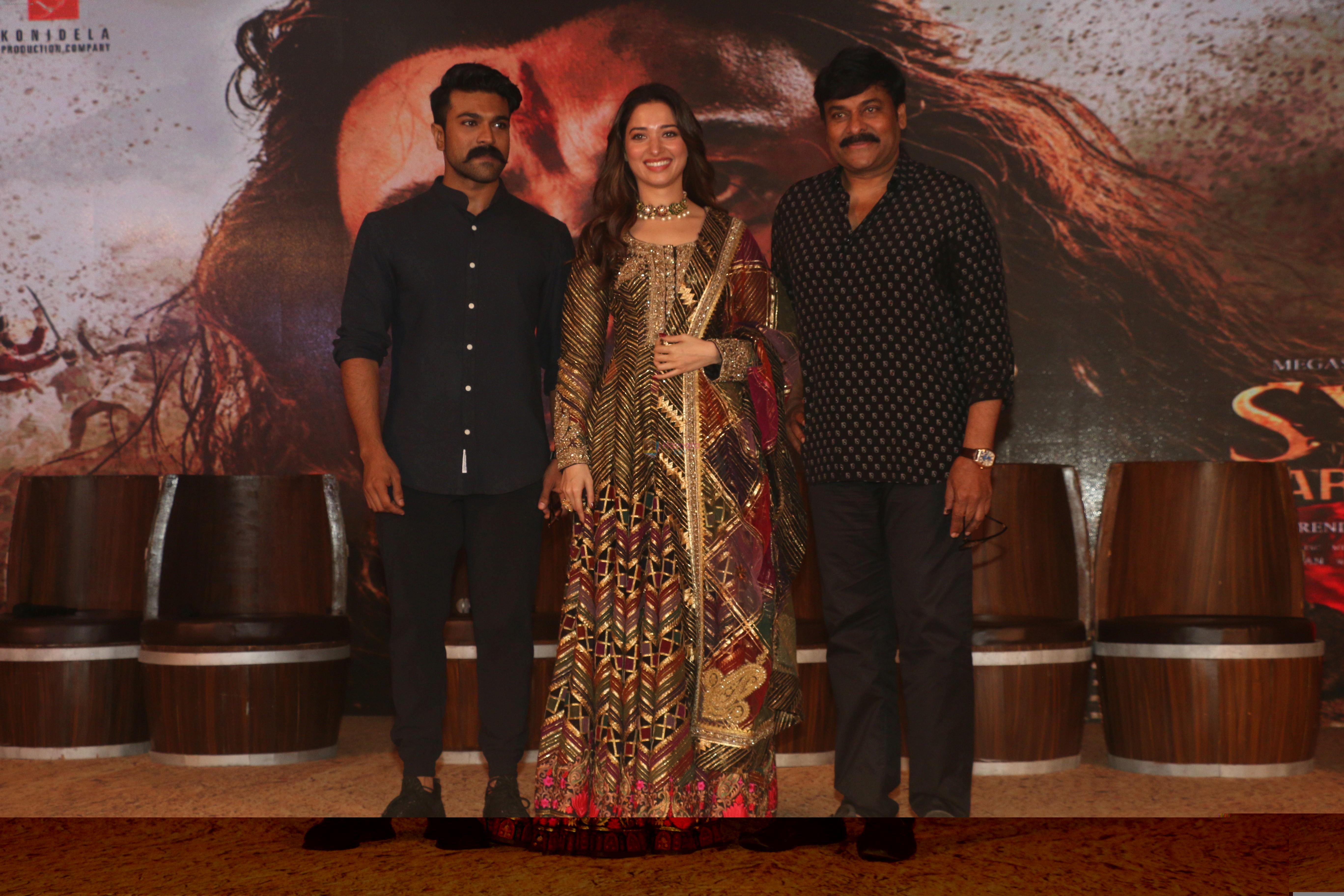 Chiranjeevi, Ram Charan, Tamanna Bhatia at the Trailer launch of film Sye Raa Narasimha Reddy in jw marriott juhu on 20th Aug 2019