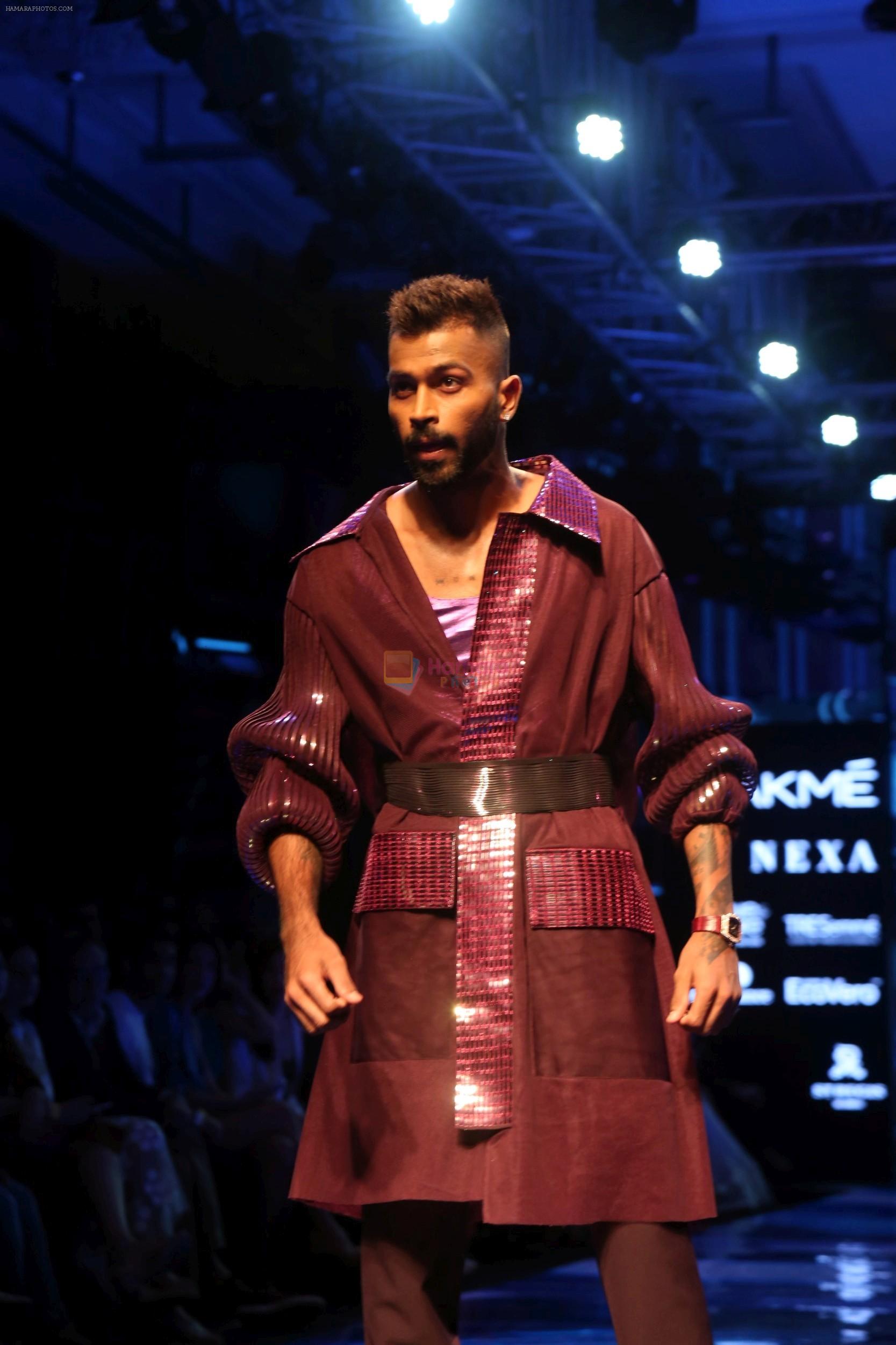 Hardik Pandya walk the ramp at Lakme Fashion week 2019 for designer Amit Aggarwal on 21st Aug 2019