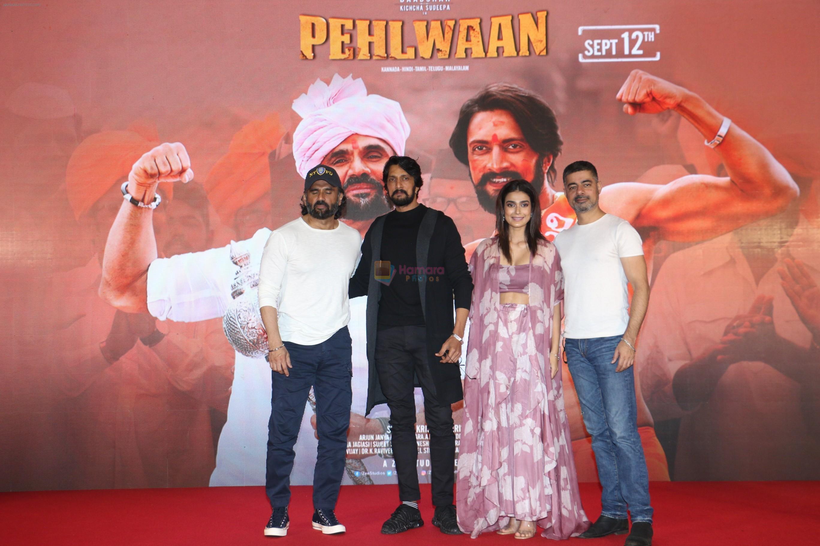 Sunil Shetty, Sudeep, Aakanksha Singh, Sushant Singh at the press conference of film Pehlwaan at Sun n Sand in juhu on 22nd Aug 2019