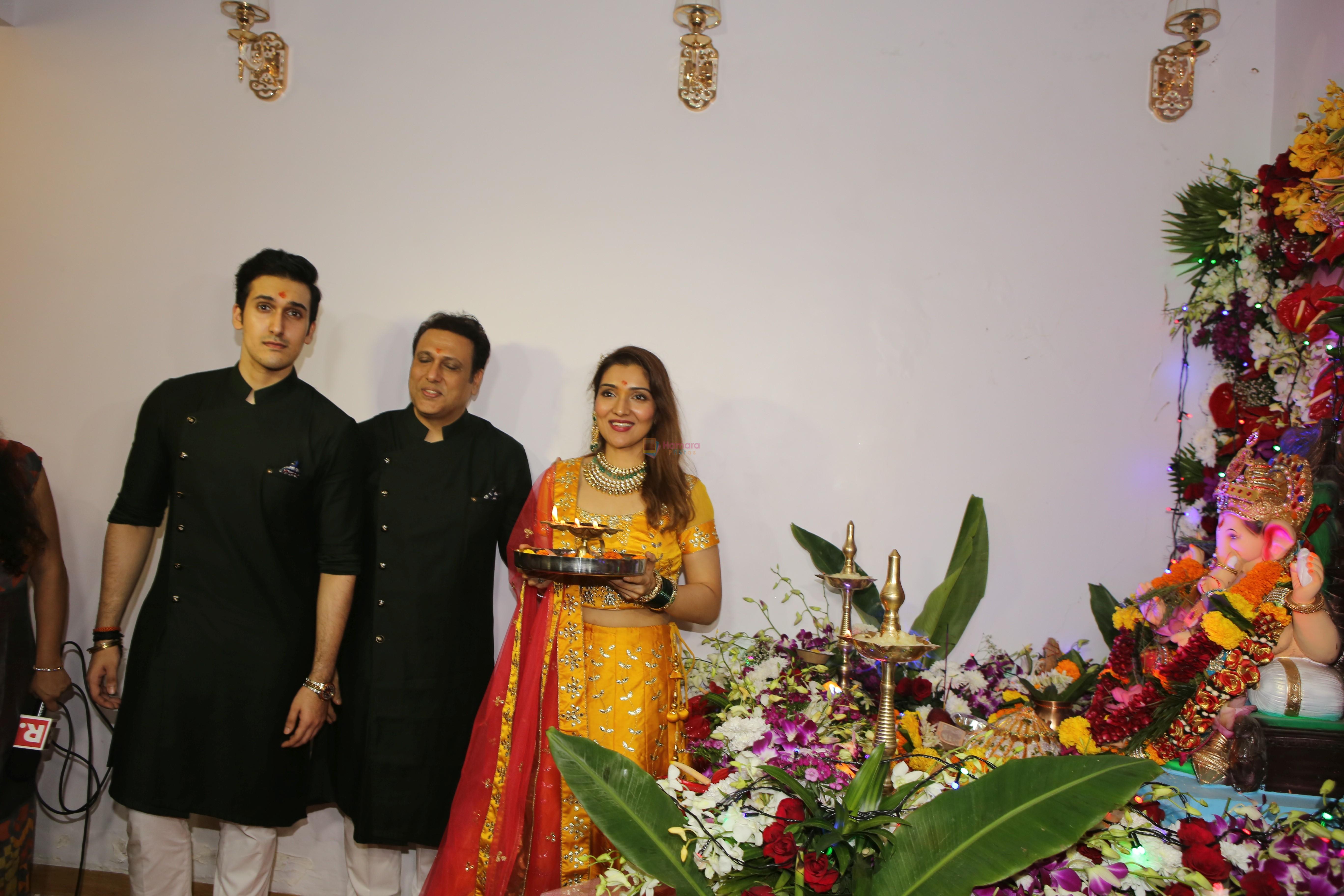 Govinda, Tina Ahuja, Yashvardan Ahuja's Ganpati celebration at his house on 2nd Sept 2019