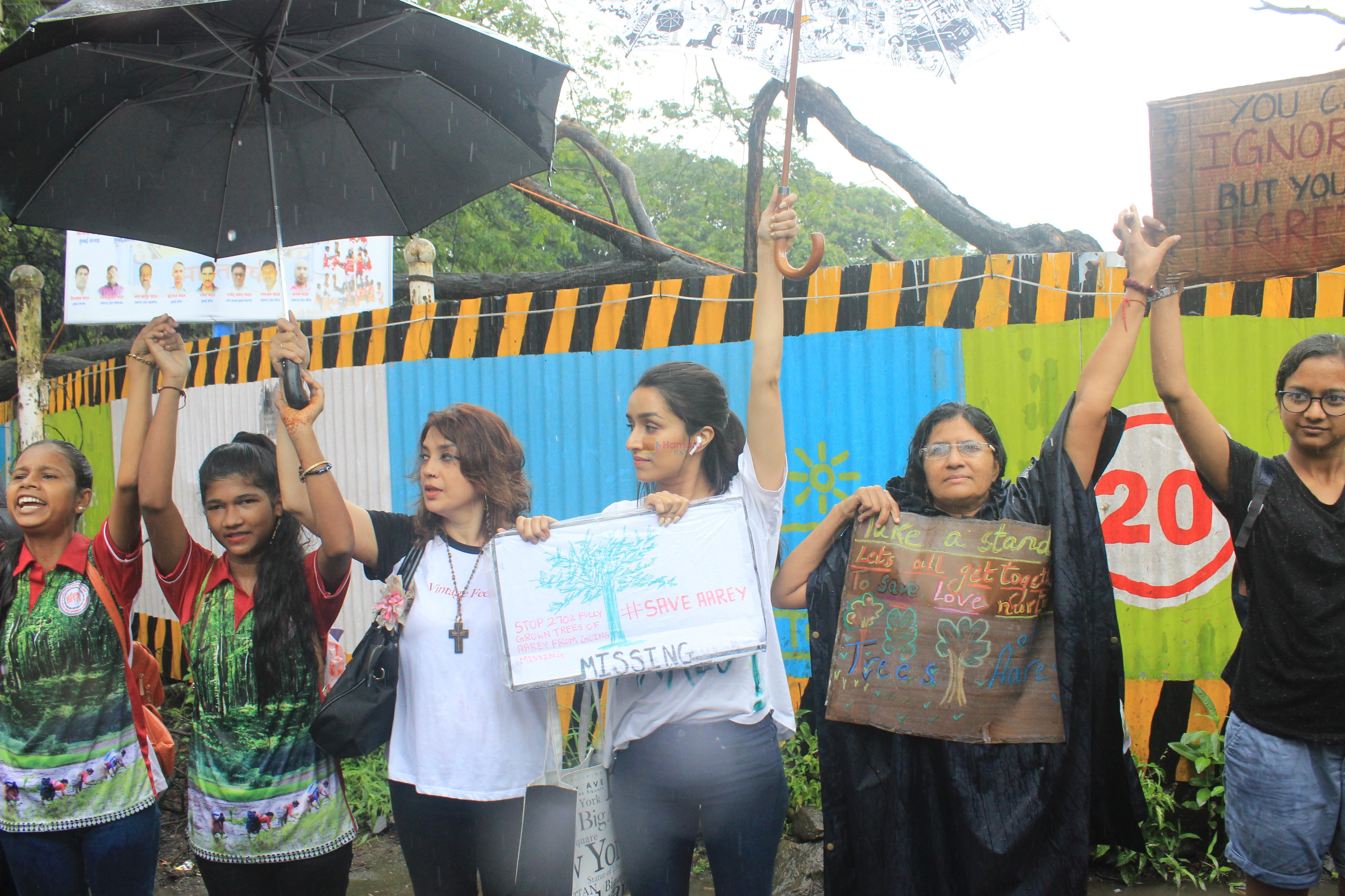 Shraddha Kapoor takes part in protest against the tree cuttings for Metro3 at Aarey in goregaon on 1st Sept 2019