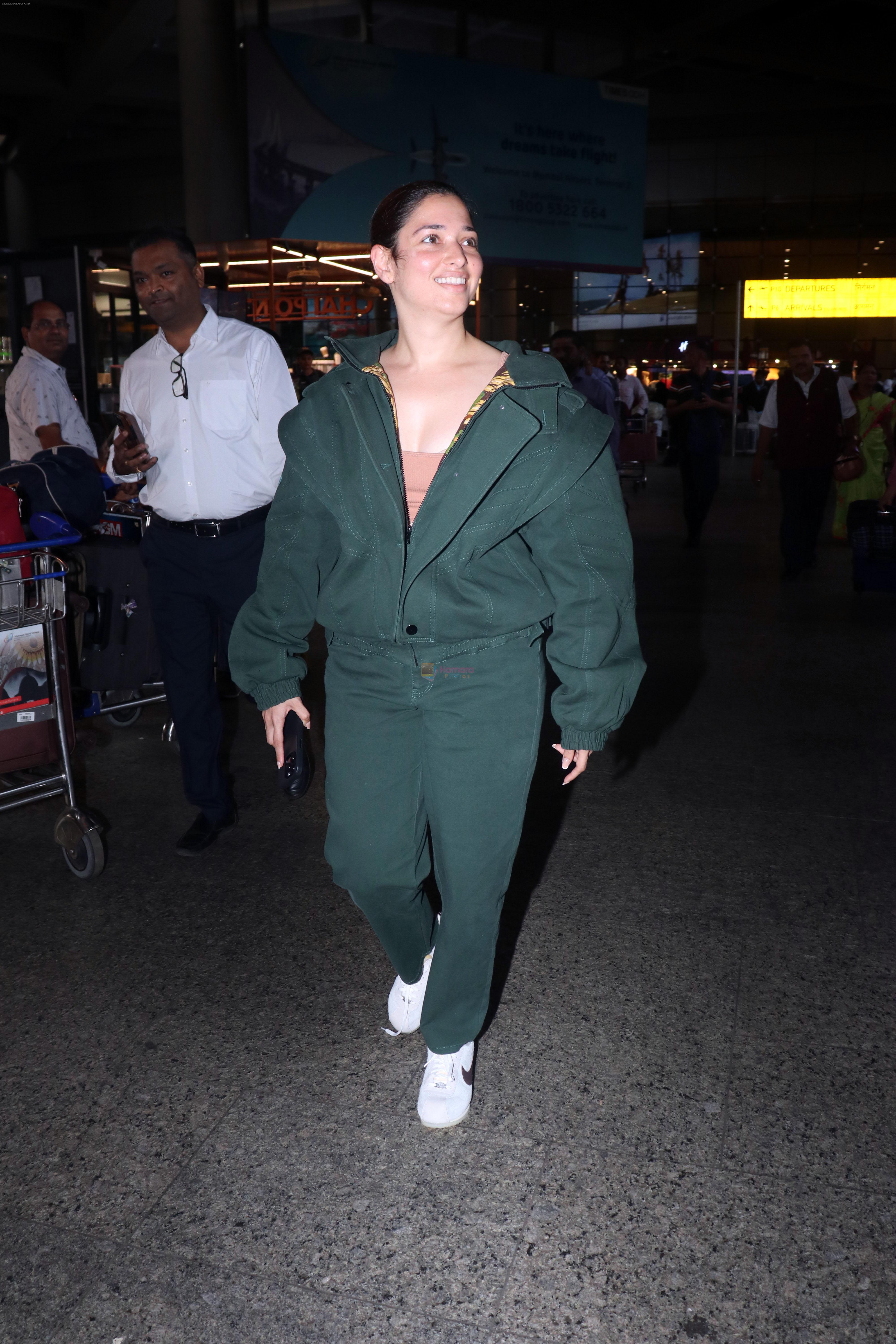 Tamanna Bhatia in green at Airport on 23 May 2023