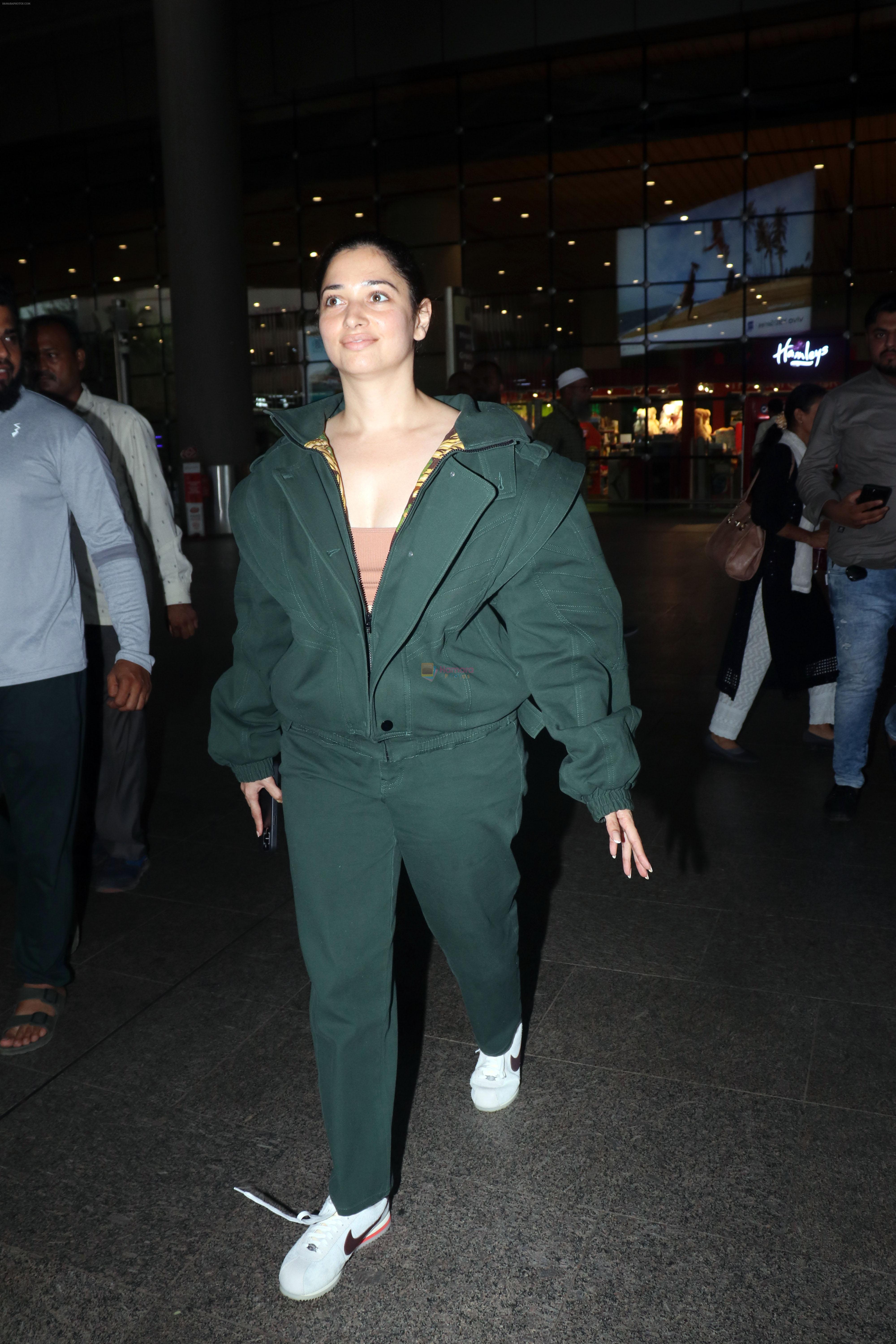 Tamanna Bhatia in green at Airport on 23 May 2023