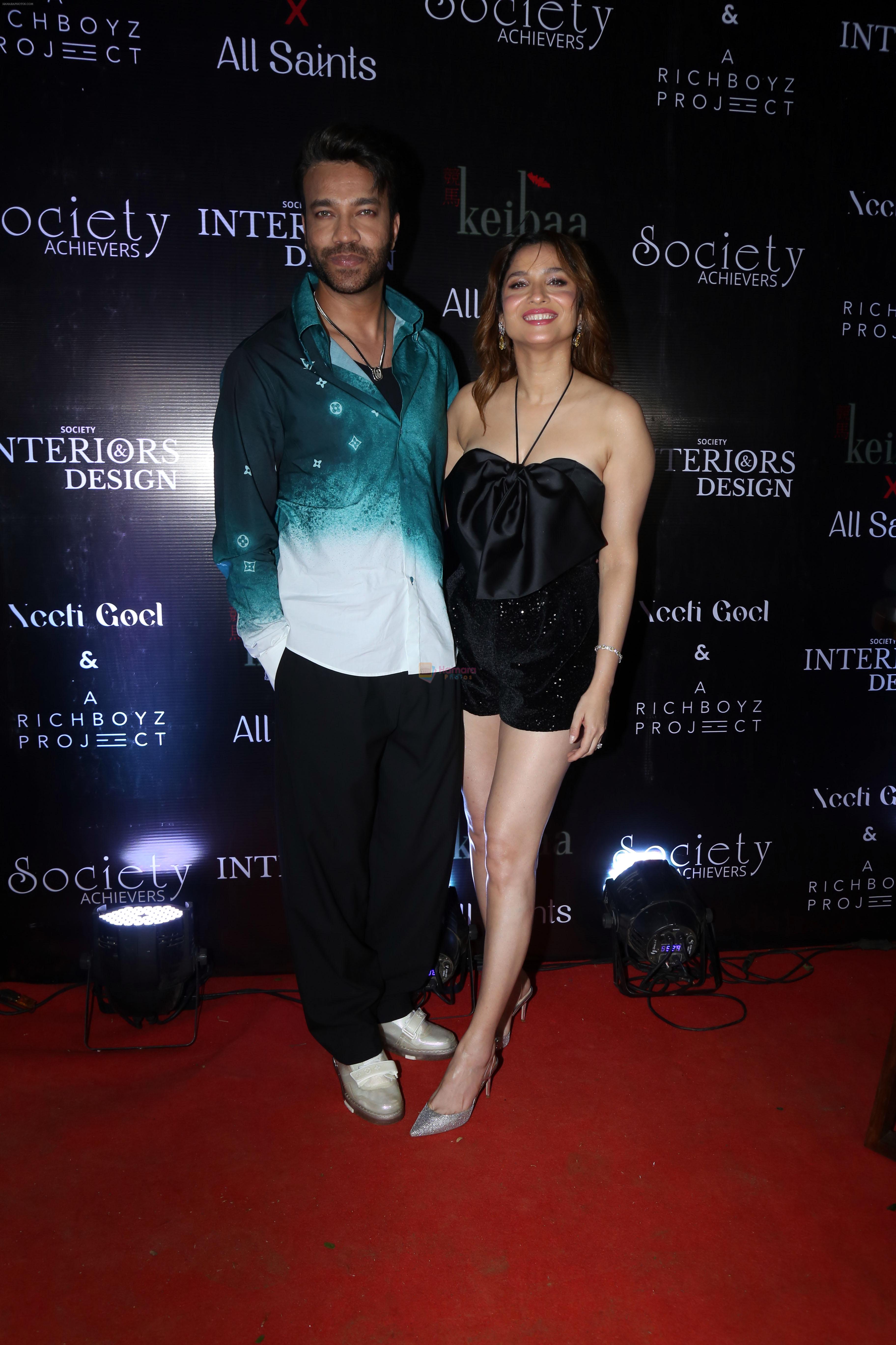 Ankita Lokhande with spouse Vicky Jain at the ReOpening of Keibaa X All Saints and Celebration of Society Achievers and Society Interiors and Design Magazine
