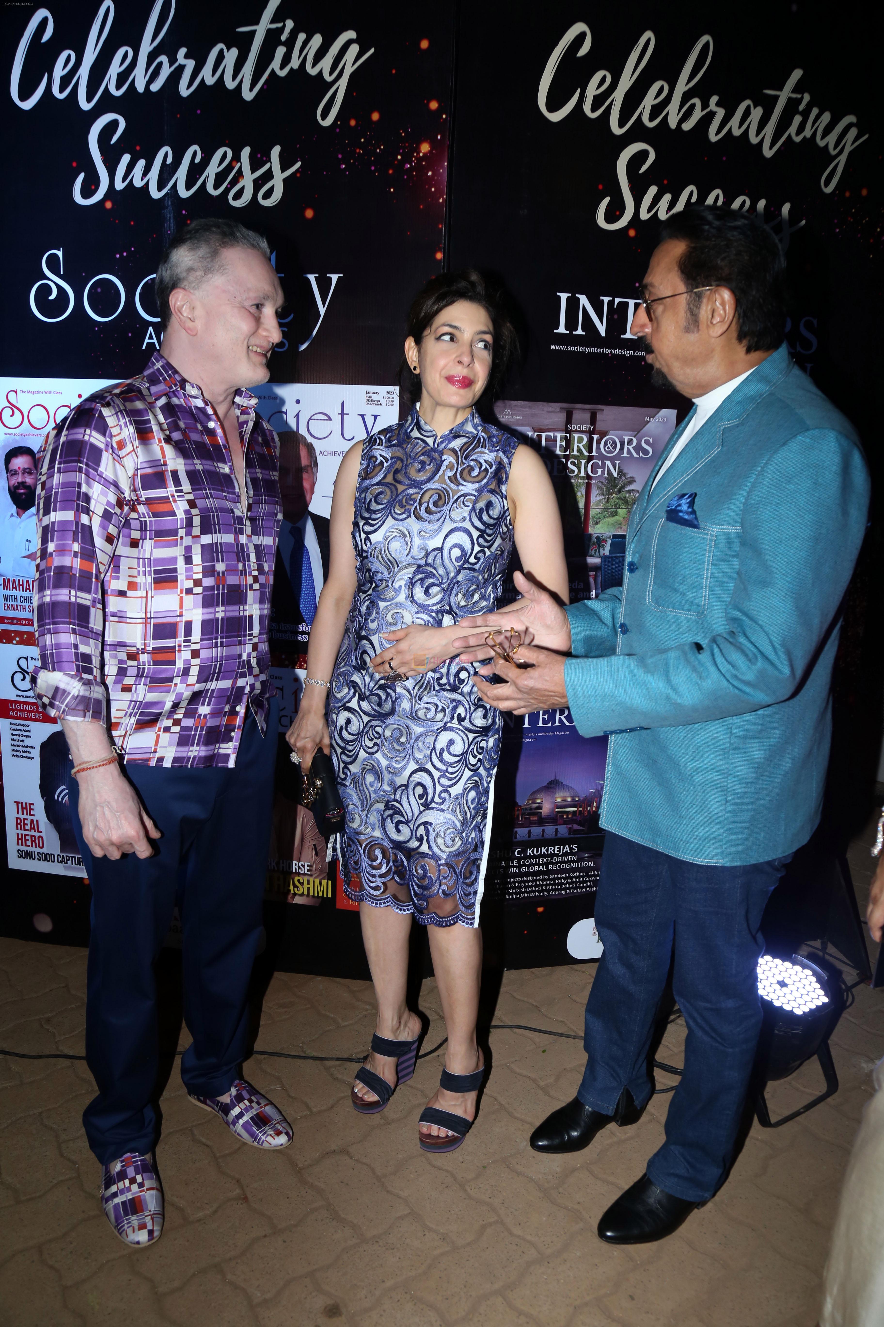 Gautam Singhania with wife Nawaz Modi Singhania and Gulshan Grover at the ReOpening of Keibaa X All Saints and Celebration of Society Achievers and Society Interiors and Design Magazine
