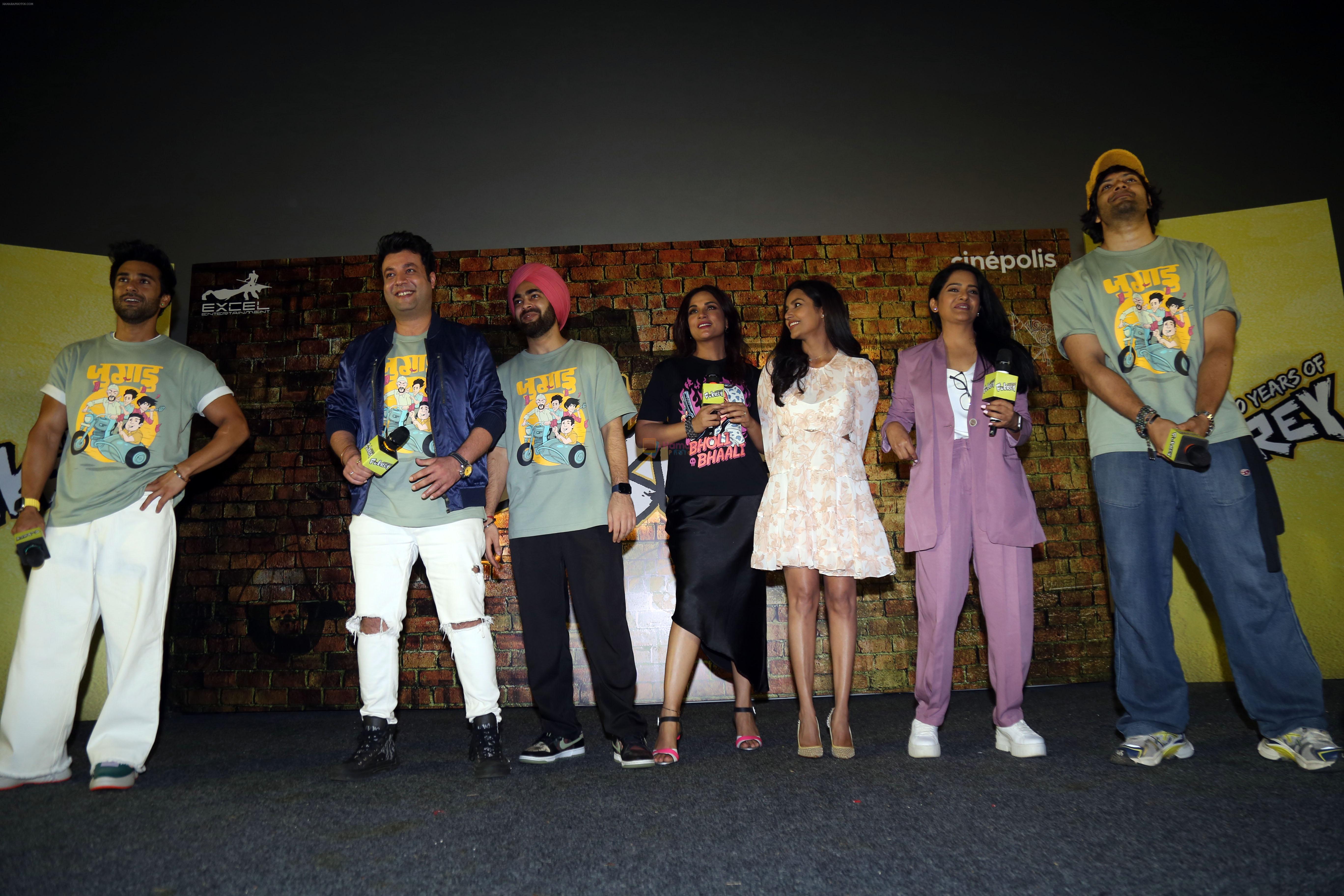 Richa Chadha, Ali Fazal, Pulkit Samrat, Varun Sharma, Priya Anand, Manjot Singh, Vishakha Singh at 10 year celebration of Fukrey at Fun Republic Mall on 13 Jun 2023